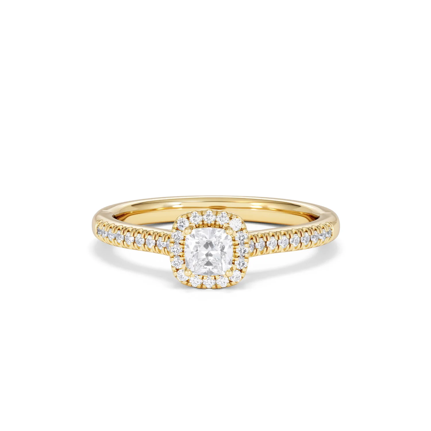 Lumia Cushion Cut Lab Diamond Halo Ring 0.50ct F/VS in 18K Gold Vermeil - Image 87