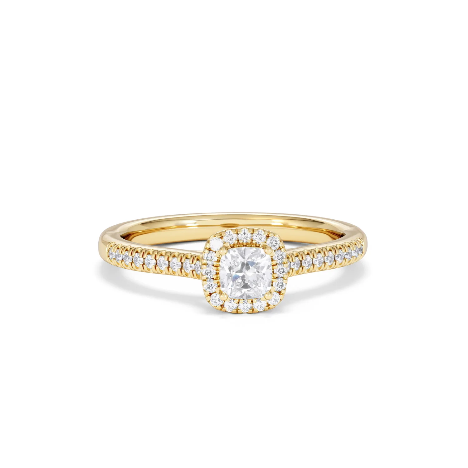 Lumia Cushion Cut Lab Diamond Halo Ring 0.50ct F/VS in 18K Gold Vermeil - Image 9