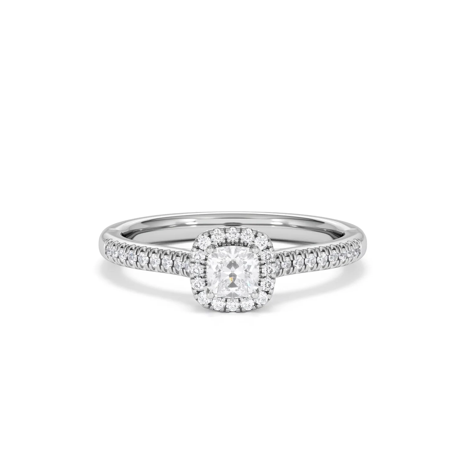 Lumia Cushion Cut Lab Diamond Halo Ring 0.50ct F/VS in 925 Silver - Image 10