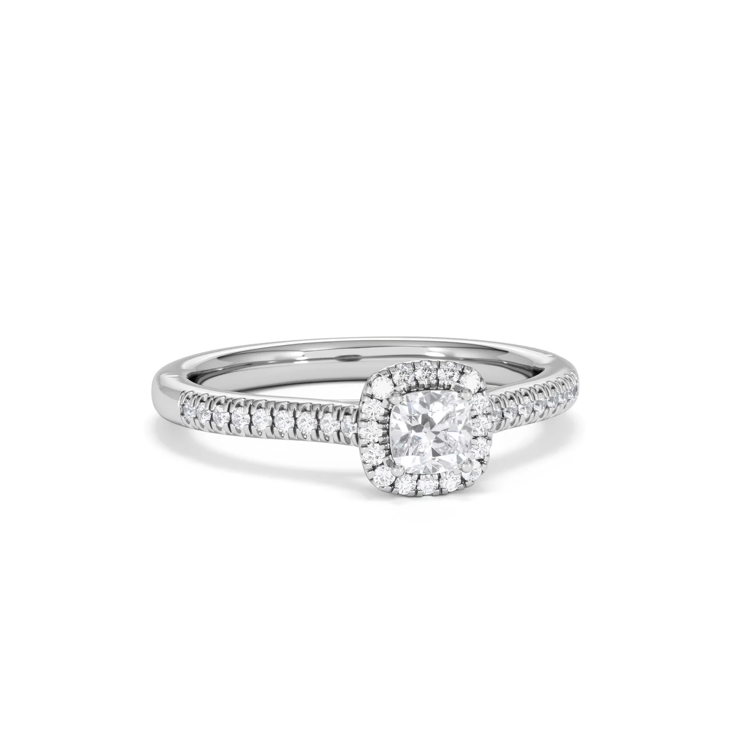 Lumia Cushion Cut Lab Diamond Halo Ring 0.50ct F/VS in 925 Silver - Image 13