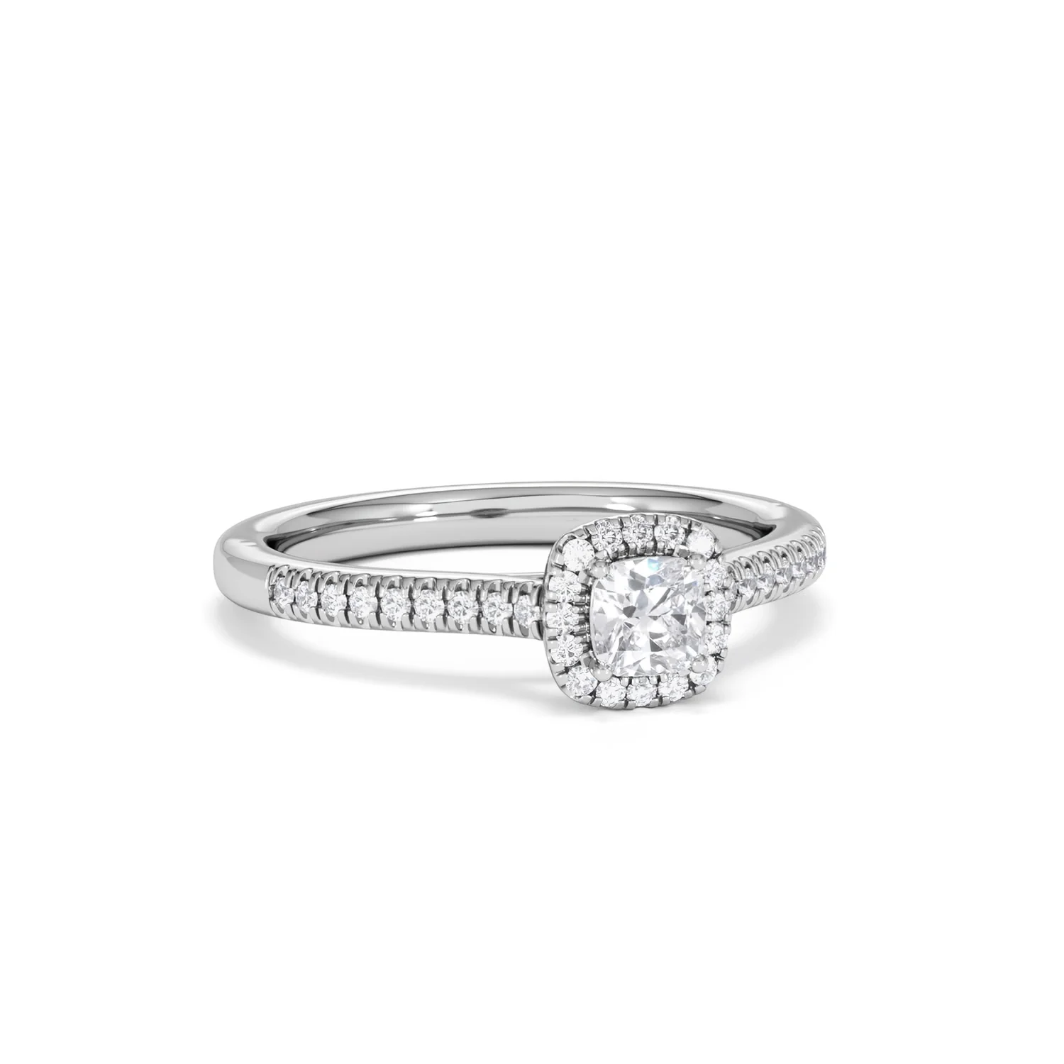 Lumia Cushion Cut Lab Diamond Halo Ring 0.50ct F/VS in 925 Silver - Image 14