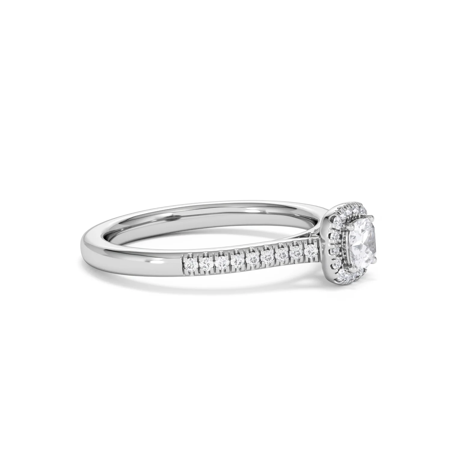Lumia Cushion Cut Lab Diamond Halo Ring 0.50ct F/VS in 925 Silver - Image 23