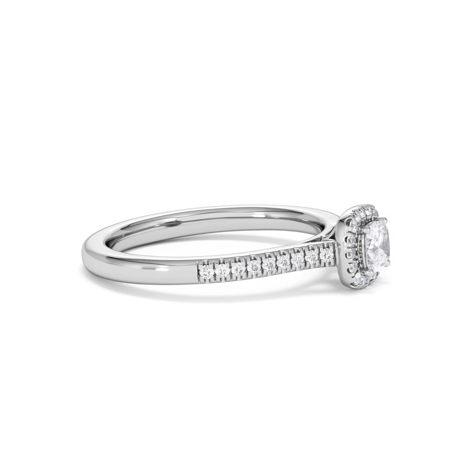 Lumia Cushion Cut Lab Diamond Halo Ring 0.50ct F/VS in 925 Silver - Image 24