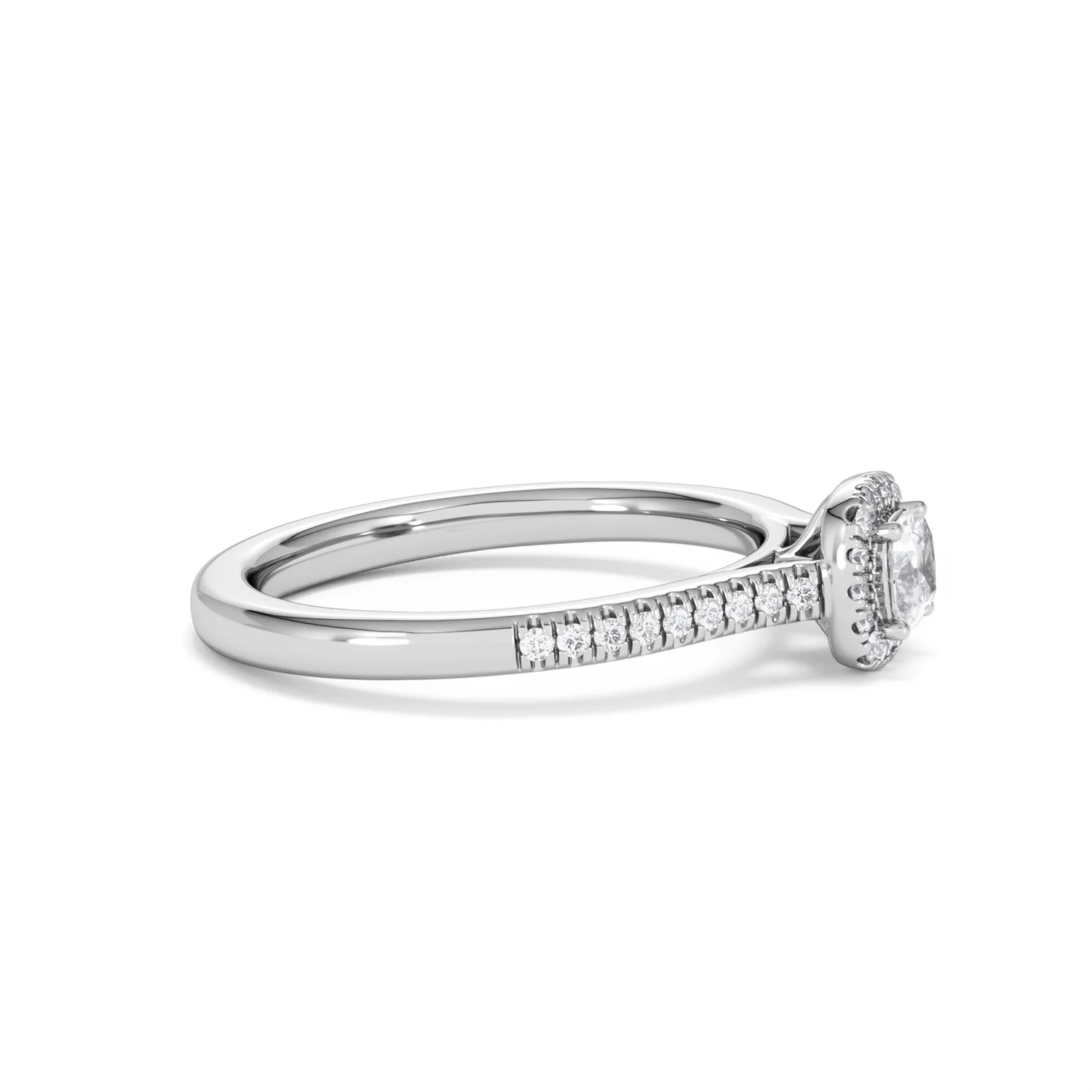 Lumia Cushion Cut Lab Diamond Halo Ring 0.50ct F/VS in 925 Silver - Image 26