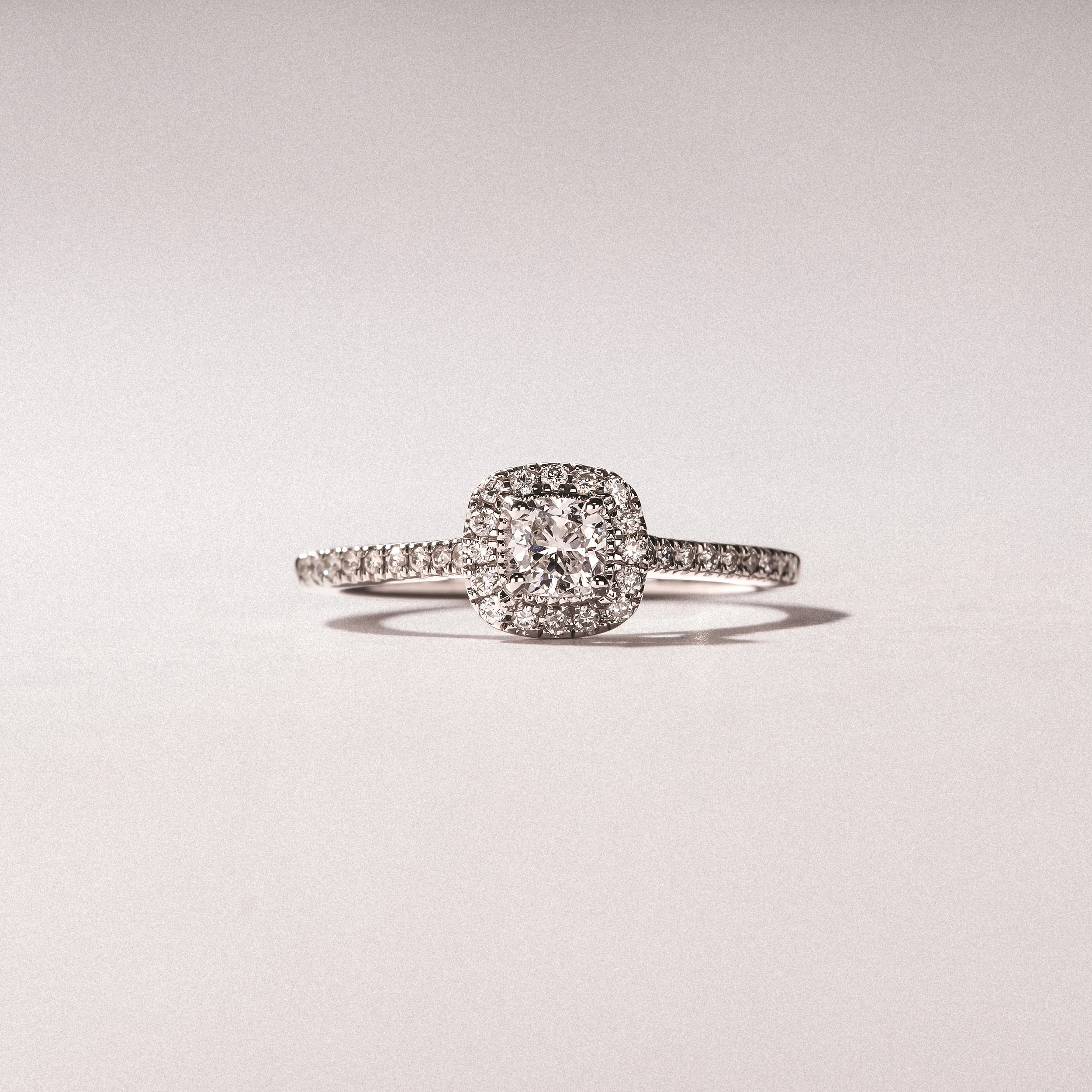 Lumia Cushion Cut Lab Diamond Halo Ring 0.50ct F/VS in 925 Silver - Image 6