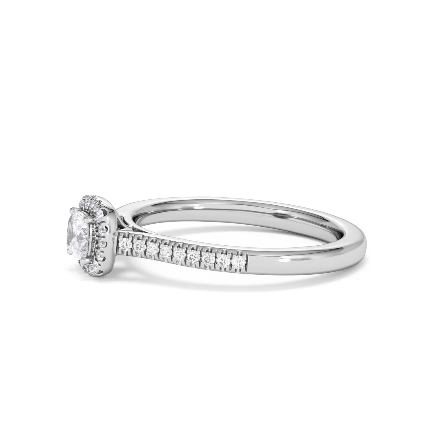 Lumia Cushion Cut Lab Diamond Halo Ring 0.50ct F/VS in 925 Silver - Image 75