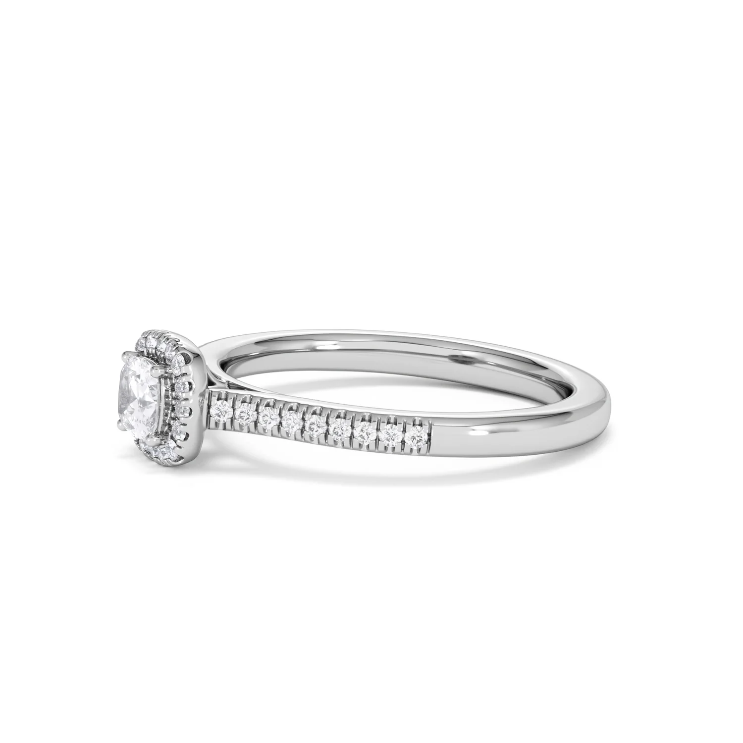 Lumia Cushion Cut Lab Diamond Halo Ring 0.50ct F/VS in 925 Silver - Image 76
