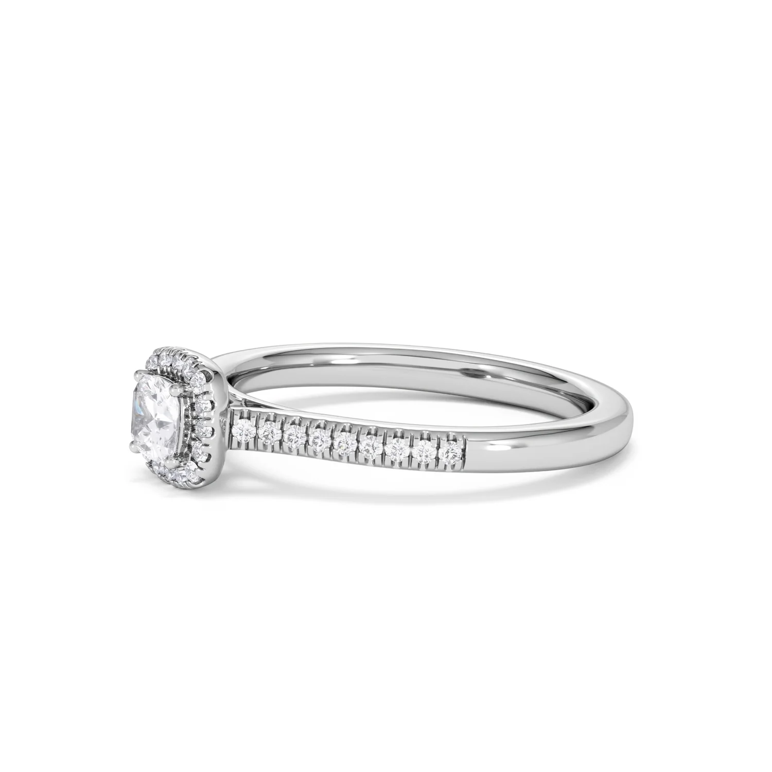 Lumia Cushion Cut Lab Diamond Halo Ring 0.50ct F/VS in 925 Silver - Image 77