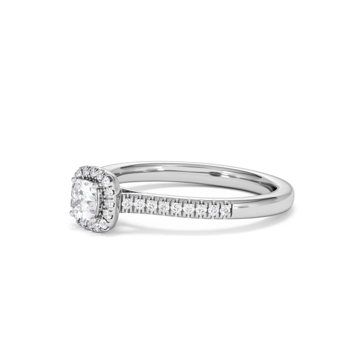 Lumia Cushion Cut Lab Diamond Halo Ring 0.50ct F/VS in 925 Silver - Image 79