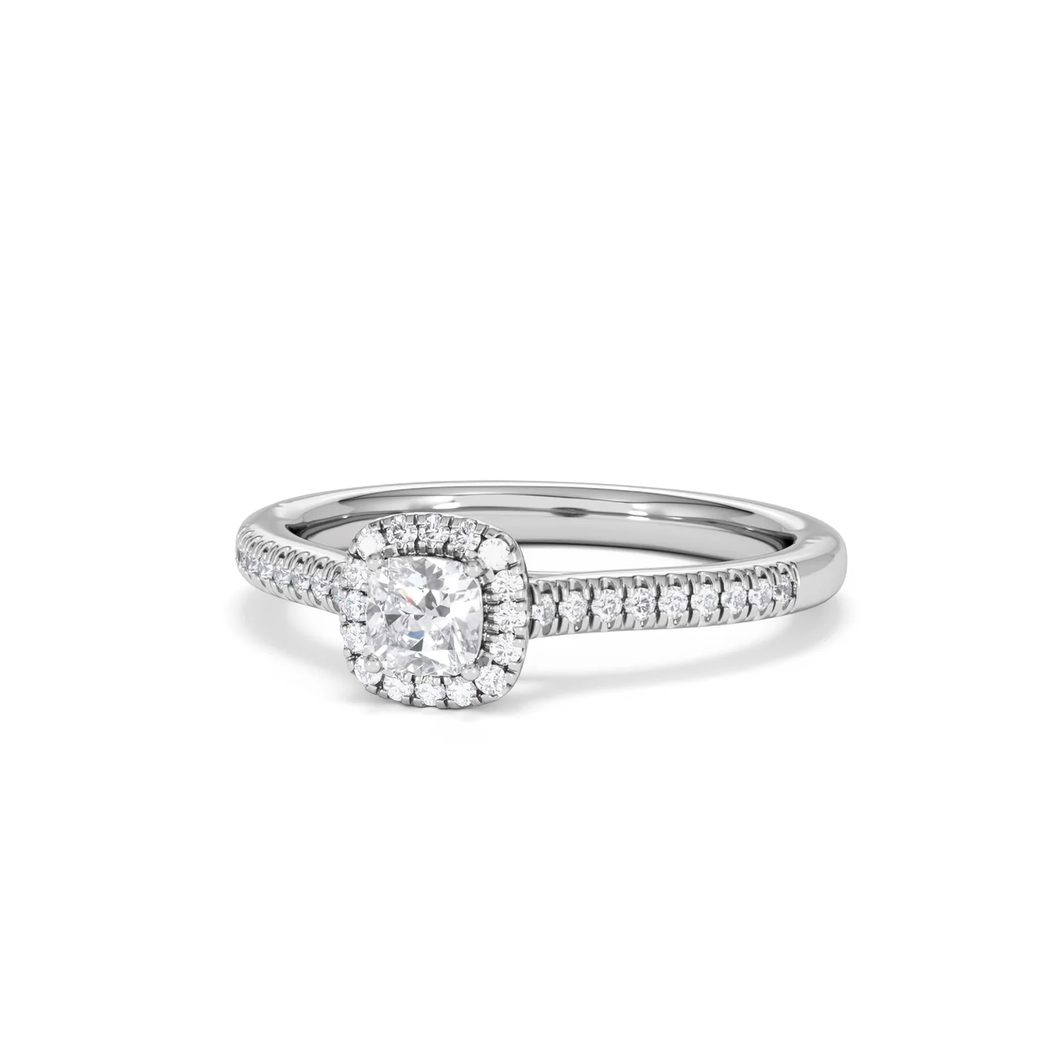 Lumia Cushion Cut Lab Diamond Halo Ring 0.50ct F/VS in 925 Silver - Image 86