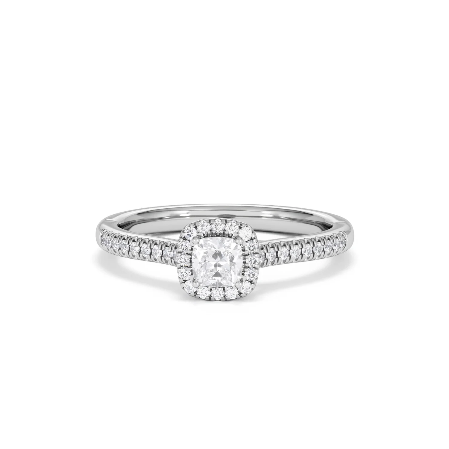 Lumia Cushion Cut Lab Diamond Halo Ring 0.50ct F/VS in 925 Silver - Image 89
