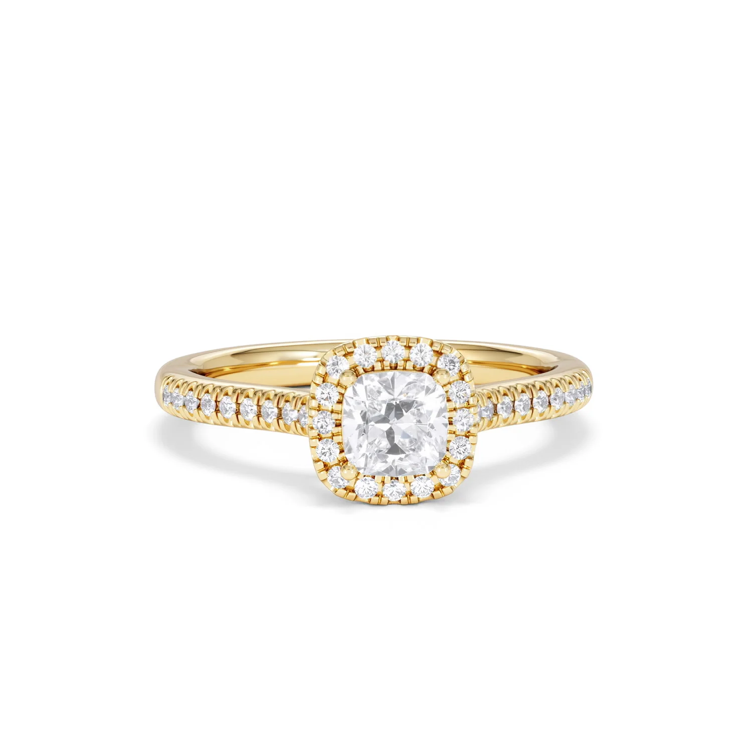 Lumia Cushion Cut Lab Diamond Halo Ring 0.70ct F/VS in 9K Gold - Image 11