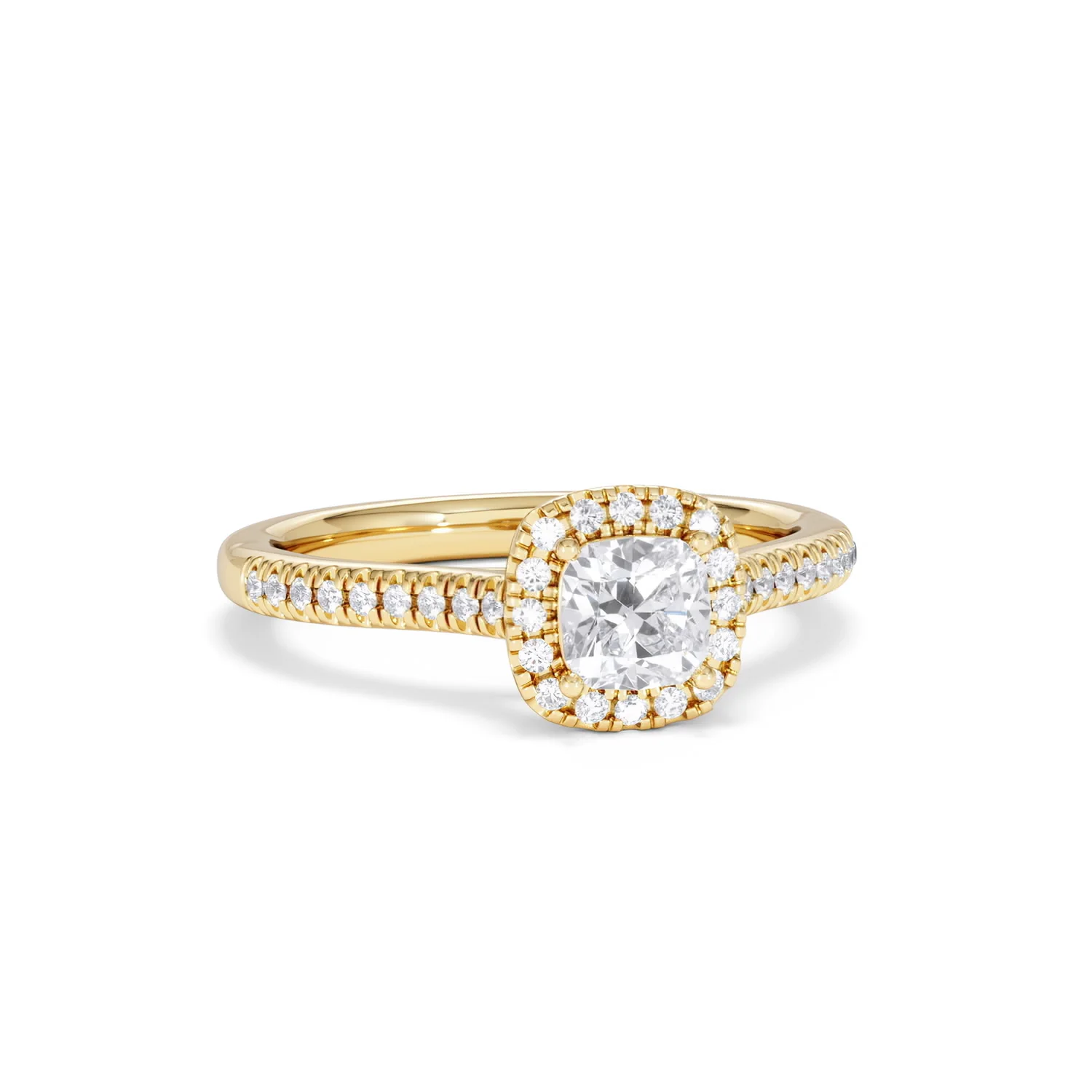Lumia Cushion Cut Lab Diamond Halo Ring 0.70ct F/VS in 9K Gold - Image 13