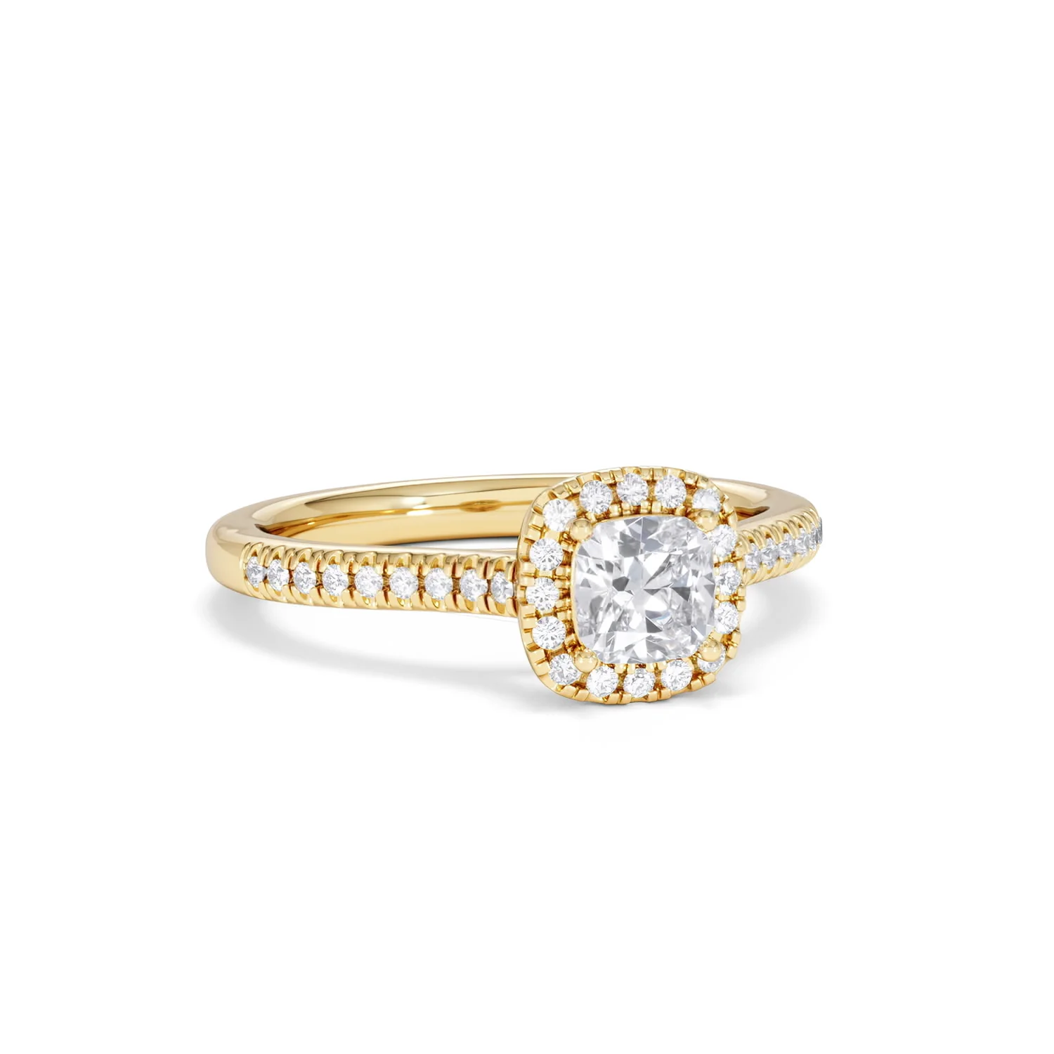 Lumia Cushion Cut Lab Diamond Halo Ring 0.70ct F/VS in 9K Gold - Image 14