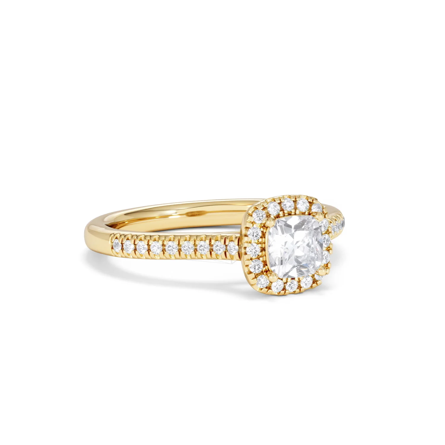 Lumia Cushion Cut Lab Diamond Halo Ring 0.70ct F/VS in 9K Gold - Image 16