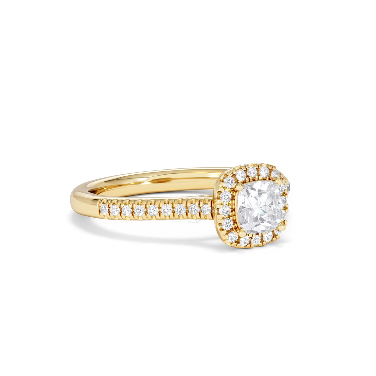 Lumia Cushion Cut Lab Diamond Halo Ring 0.70ct F/VS in 9K Gold - Image 17
