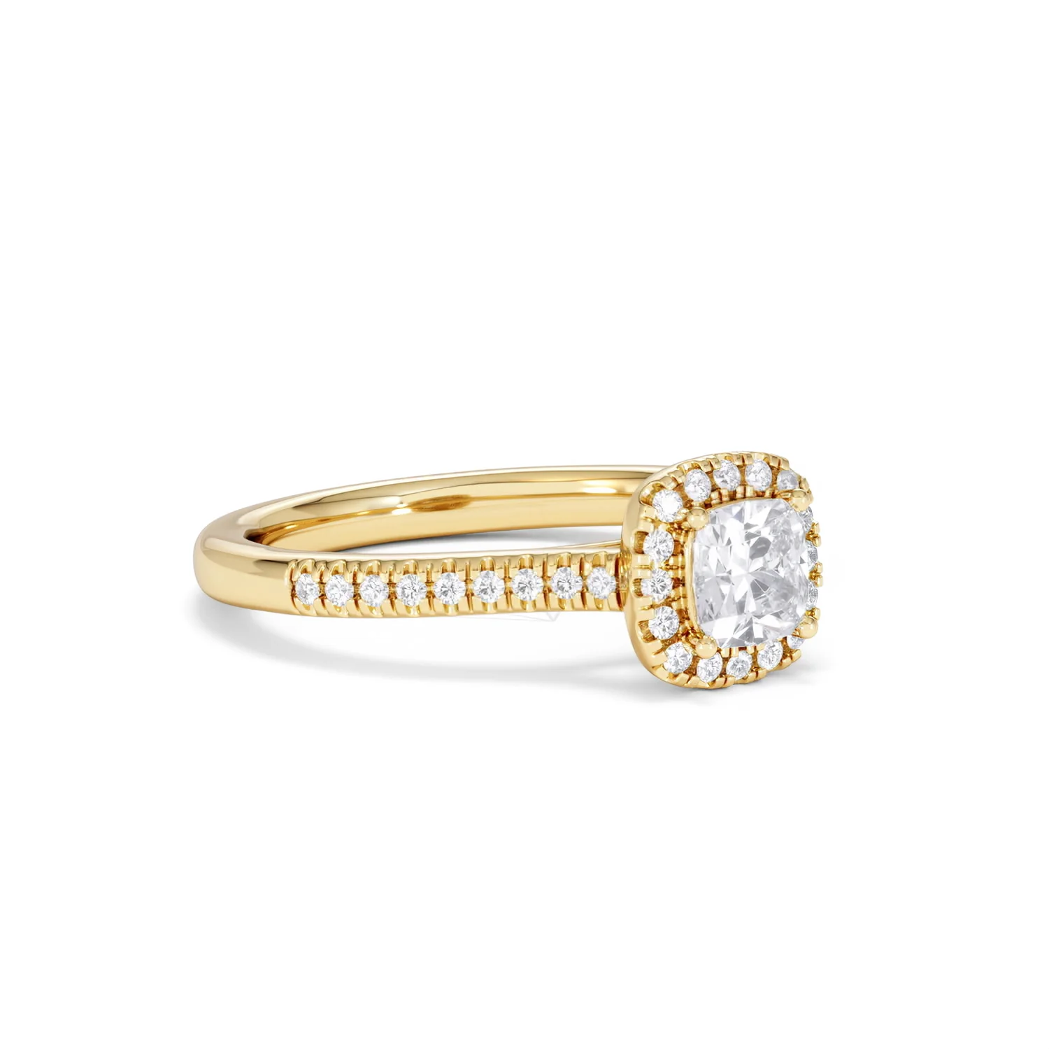 Lumia Cushion Cut Lab Diamond Halo Ring 0.70ct F/VS in 9K Gold - Image 18