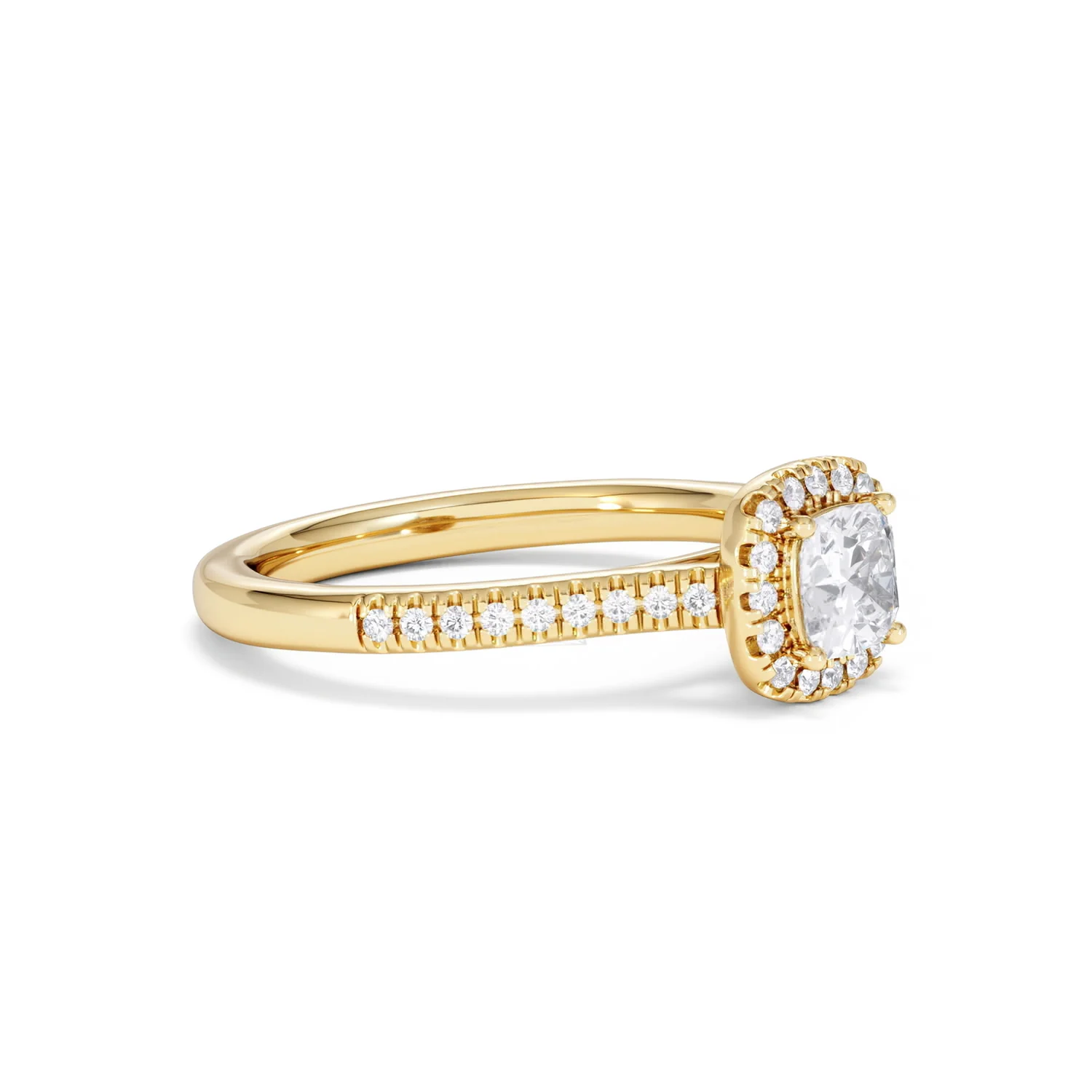 Lumia Cushion Cut Lab Diamond Halo Ring 0.70ct F/VS in 9K Gold - Image 21