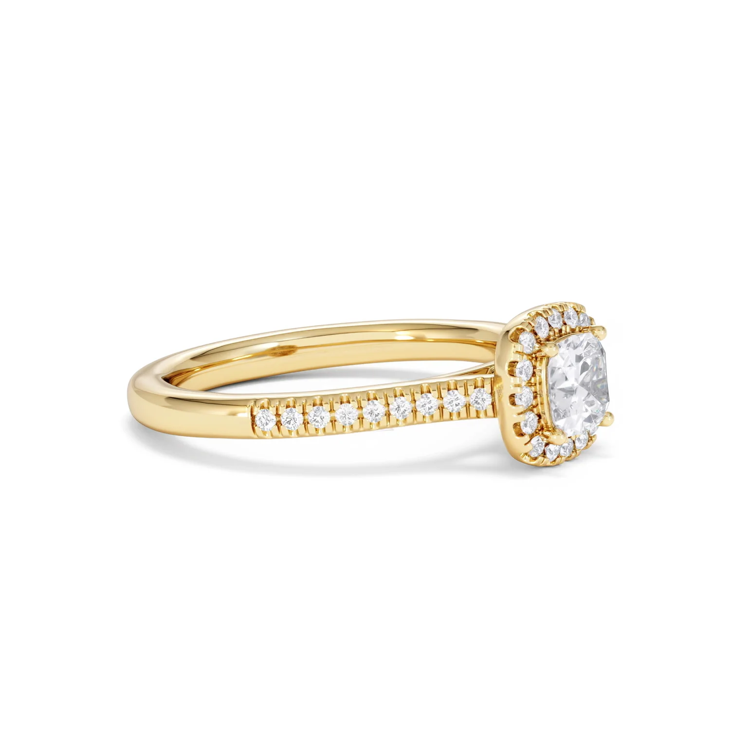 Lumia Cushion Cut Lab Diamond Halo Ring 0.70ct F/VS in 9K Gold - Image 22