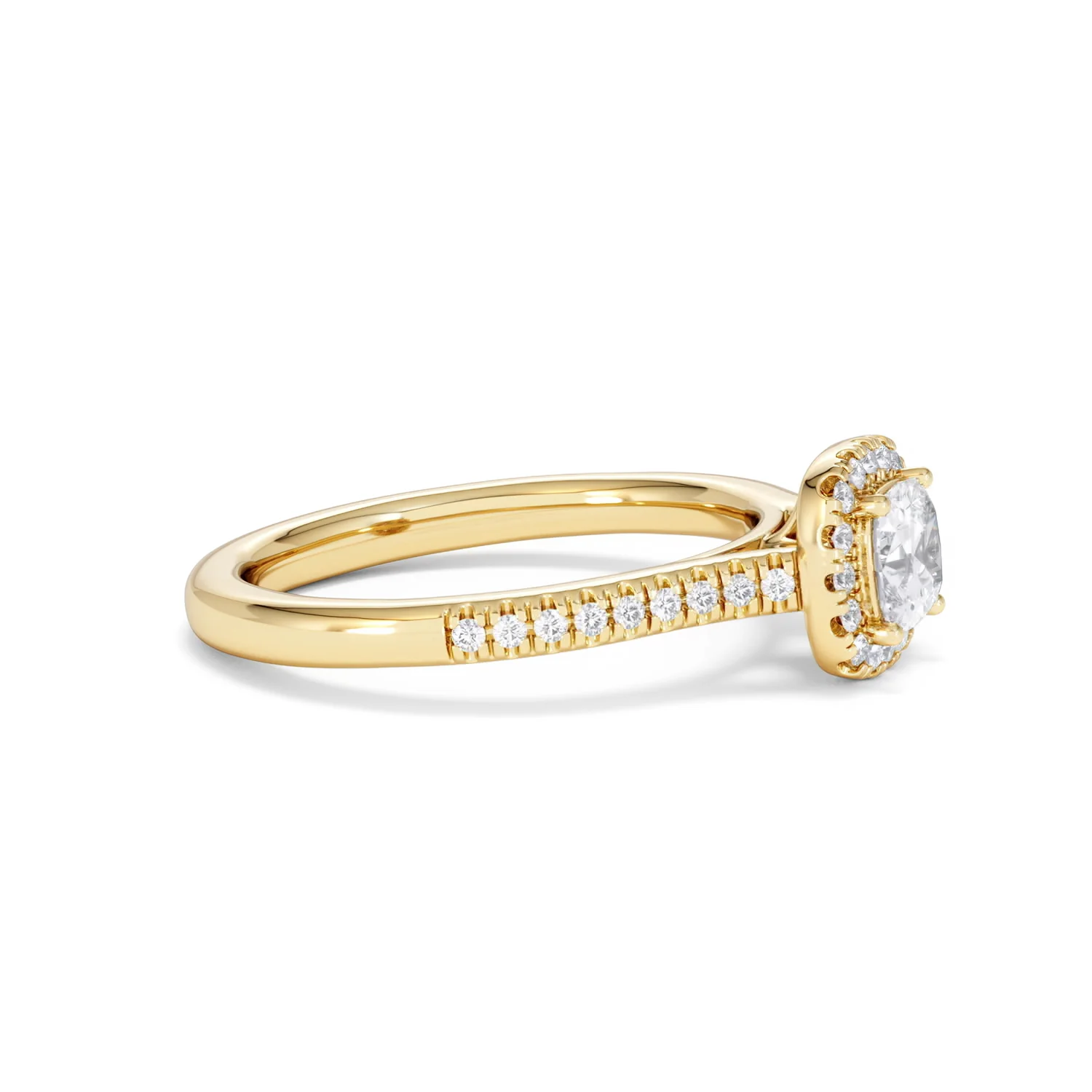Lumia Cushion Cut Lab Diamond Halo Ring 0.70ct F/VS in 9K Gold - Image 25