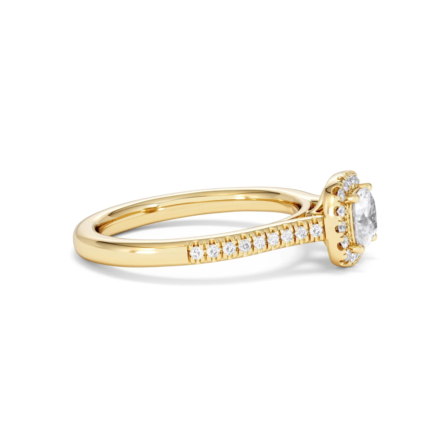 Lumia Cushion Cut Lab Diamond Halo Ring 0.70ct F/VS in 9K Gold - Image 26