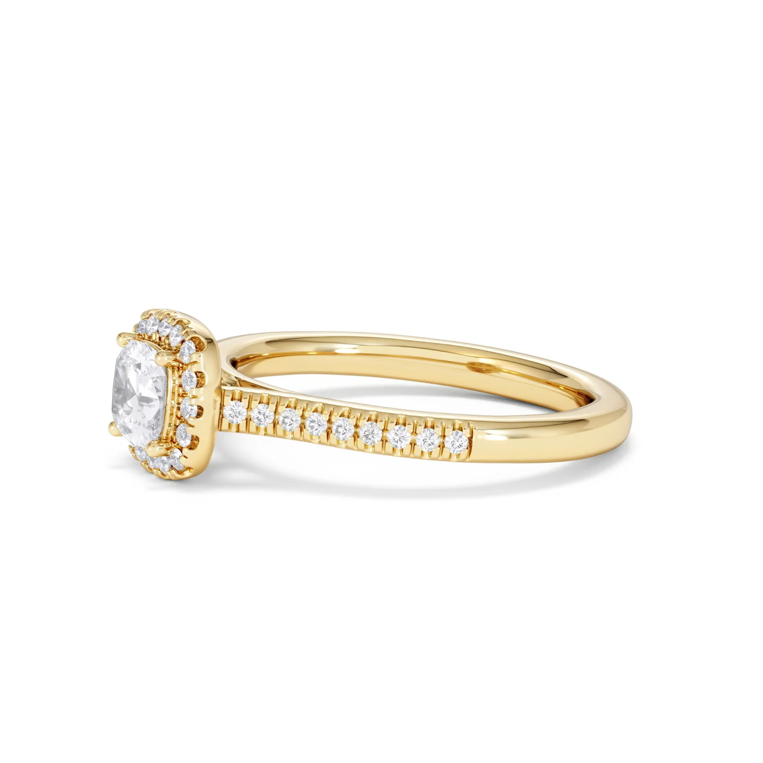 Lumia Cushion Cut Lab Diamond Halo Ring 0.70ct F/VS in 9K Gold - Image 76