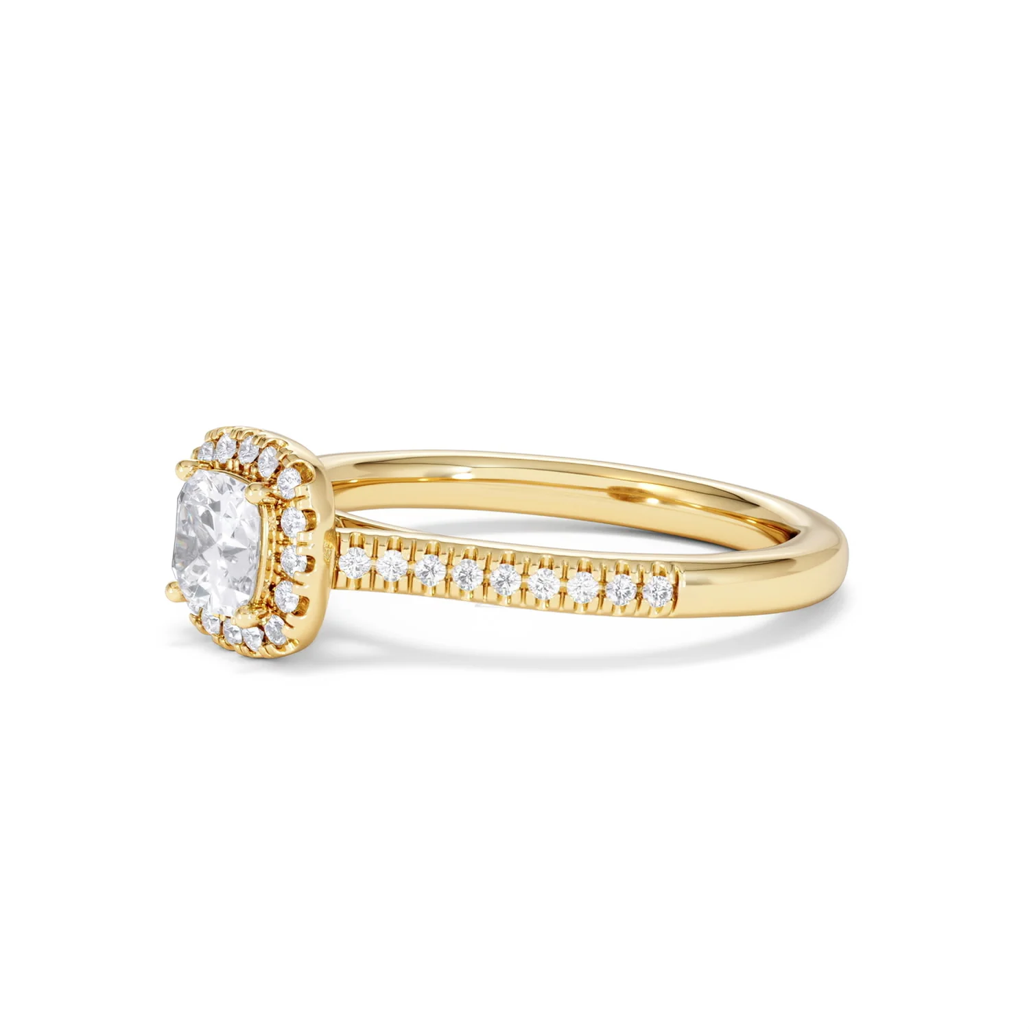Lumia Cushion Cut Lab Diamond Halo Ring 0.70ct F/VS in 9K Gold - Image 78