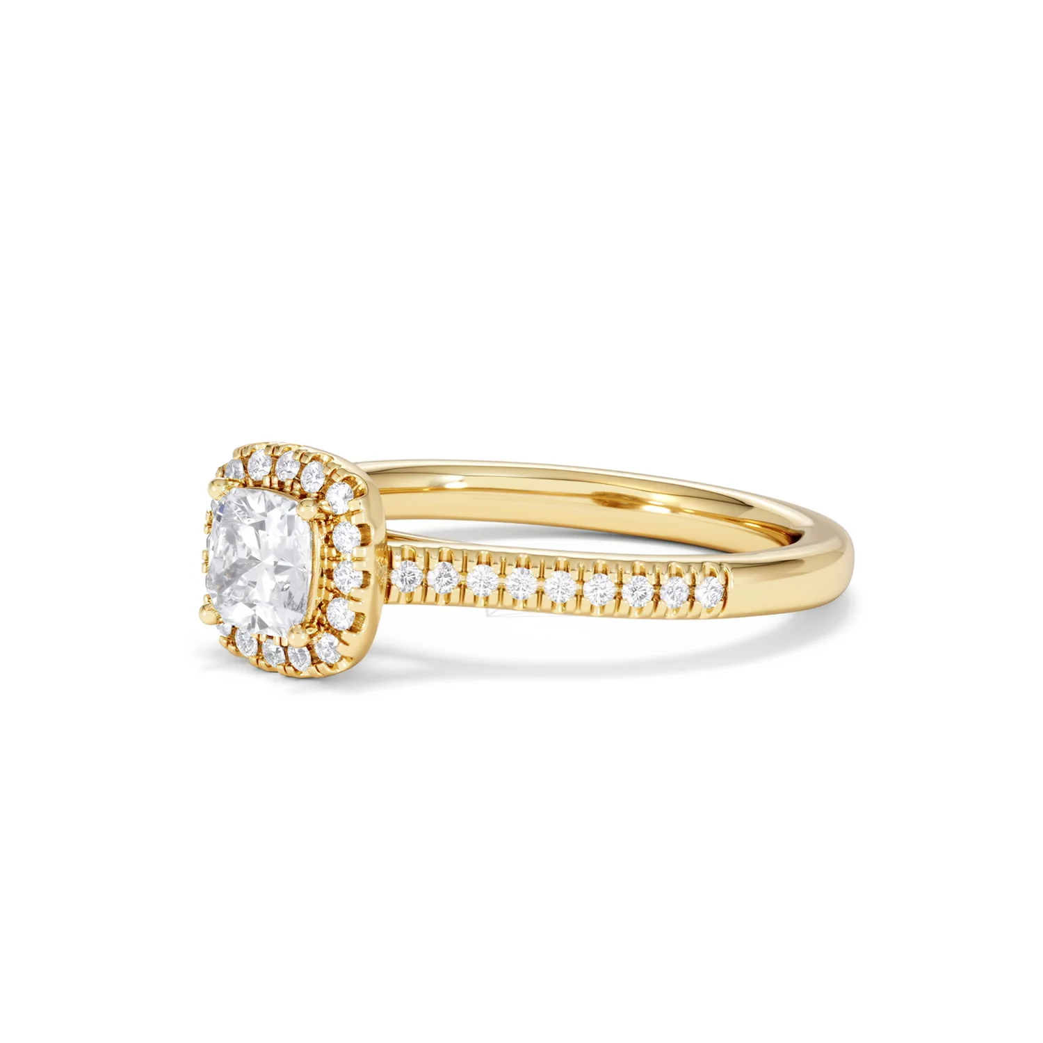 Lumia Cushion Cut Lab Diamond Halo Ring 0.70ct F/VS in 9K Gold - Image 80