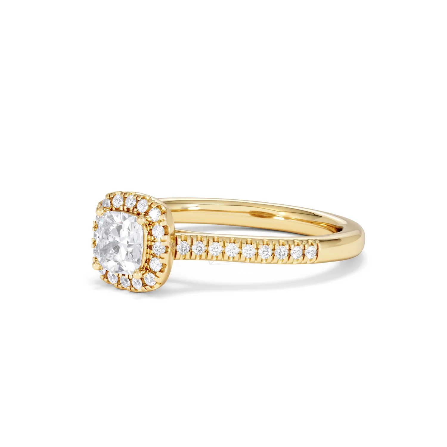 Lumia Cushion Cut Lab Diamond Halo Ring 0.70ct F/VS in 9K Gold - Image 81
