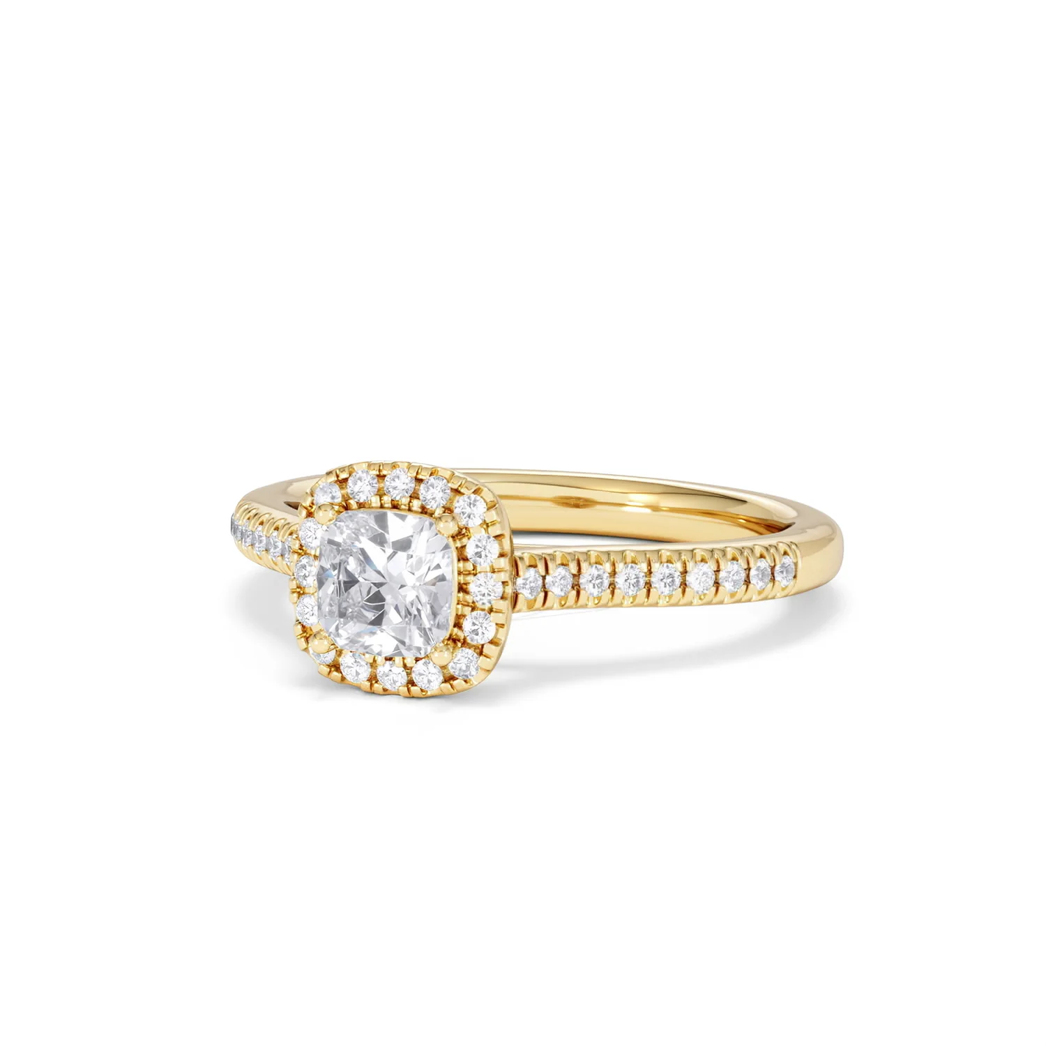 Lumia Cushion Cut Lab Diamond Halo Ring 0.70ct F/VS in 9K Gold - Image 85