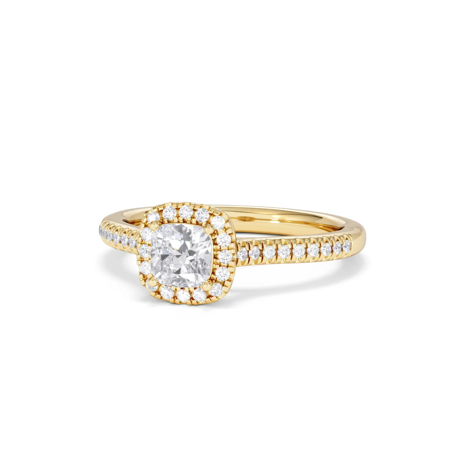 Lumia Cushion Cut Lab Diamond Halo Ring 0.70ct F/VS in 9K Gold - Image 86