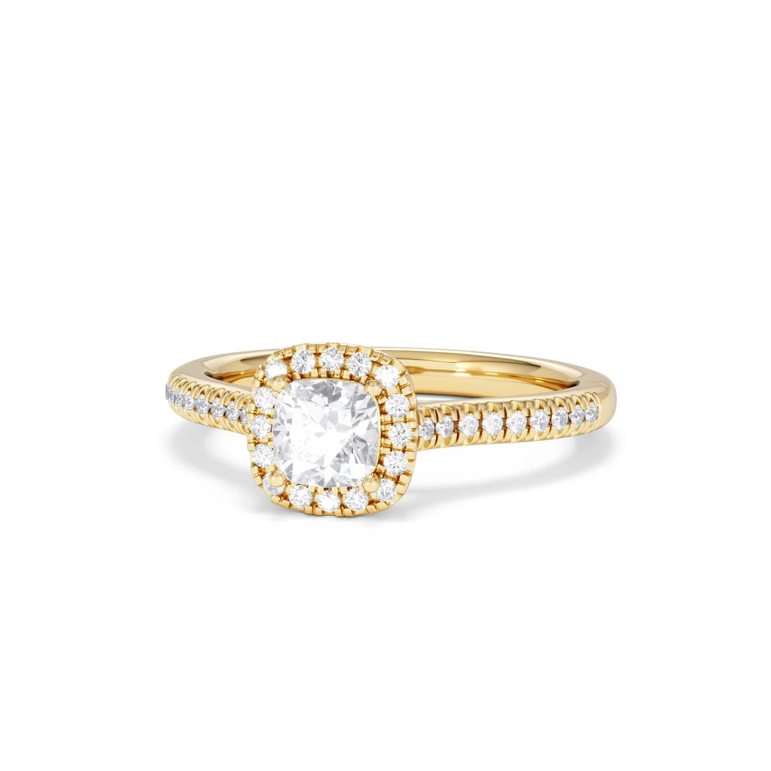 Lumia Cushion Cut Lab Diamond Halo Ring 0.70ct F/VS in 9K Gold - Image 87