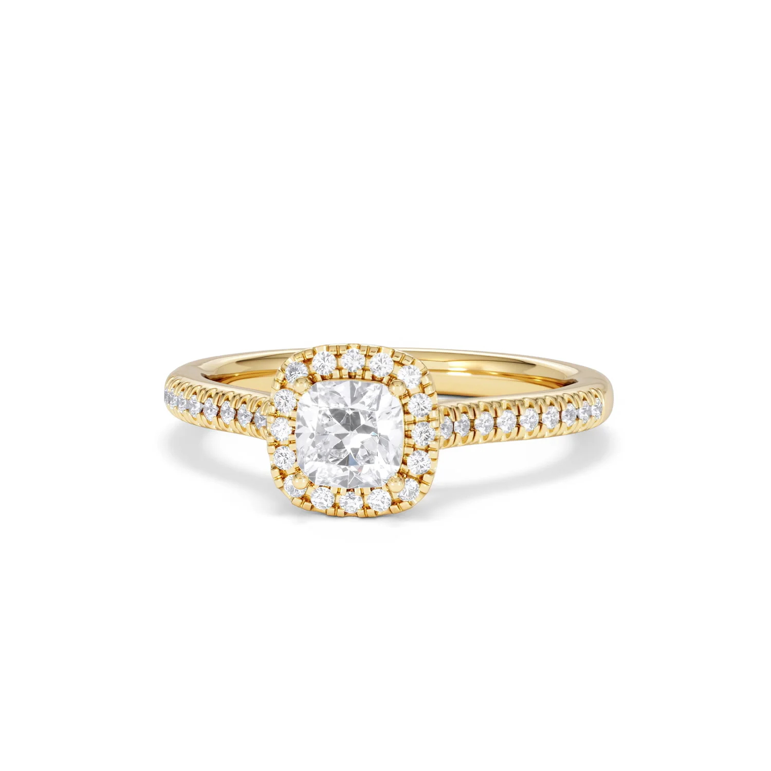 Lumia Cushion Cut Lab Diamond Halo Ring 0.70ct F/VS in 9K Gold - Image 88