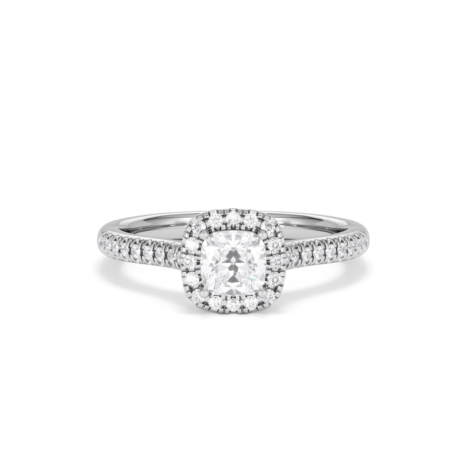 Lumia Cushion Cut Lab Diamond Halo Ring 0.70ct F/VS in 9K White Gold - Image 10