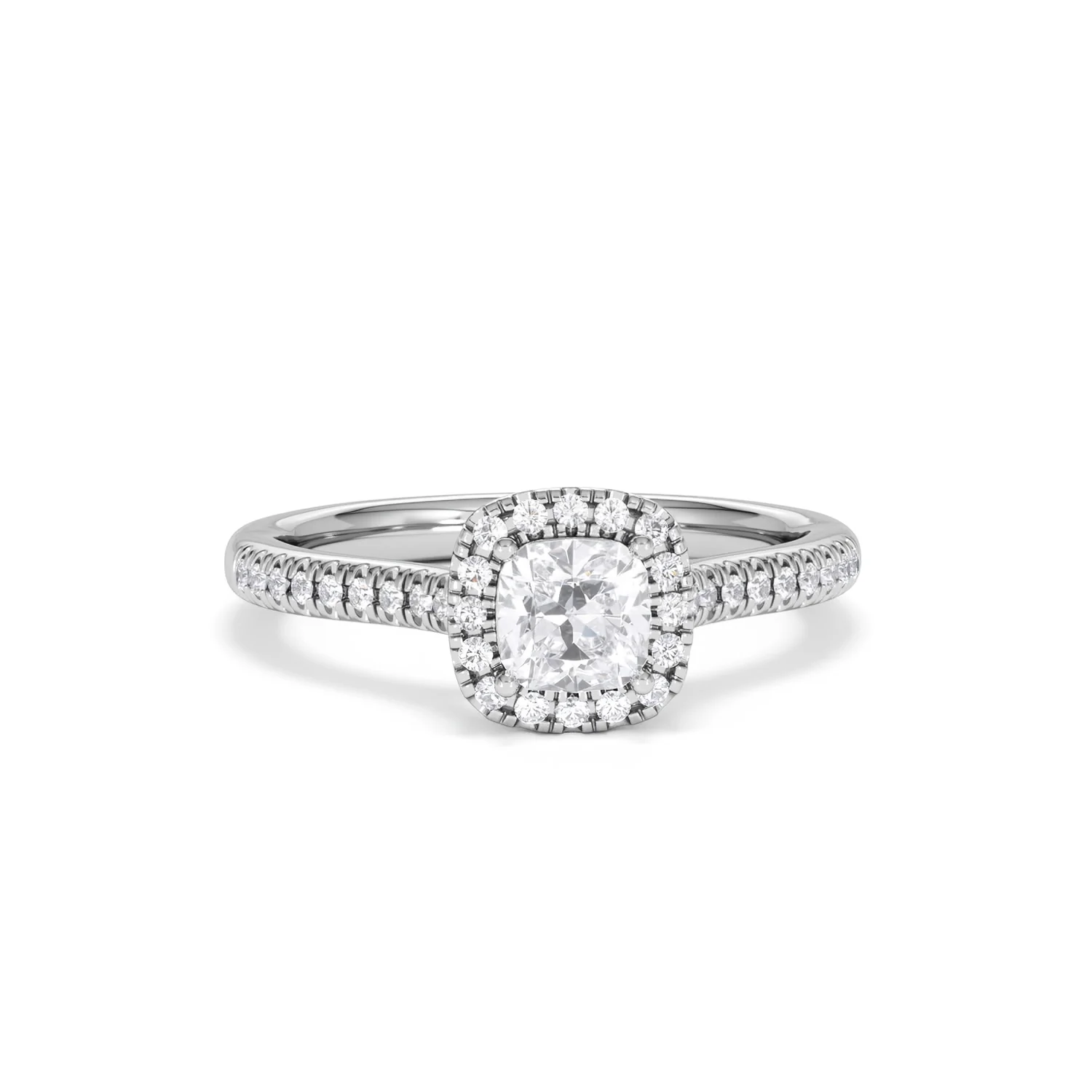 Lumia Cushion Cut Lab Diamond Halo Ring 0.70ct F/VS in 9K White Gold - Image 11