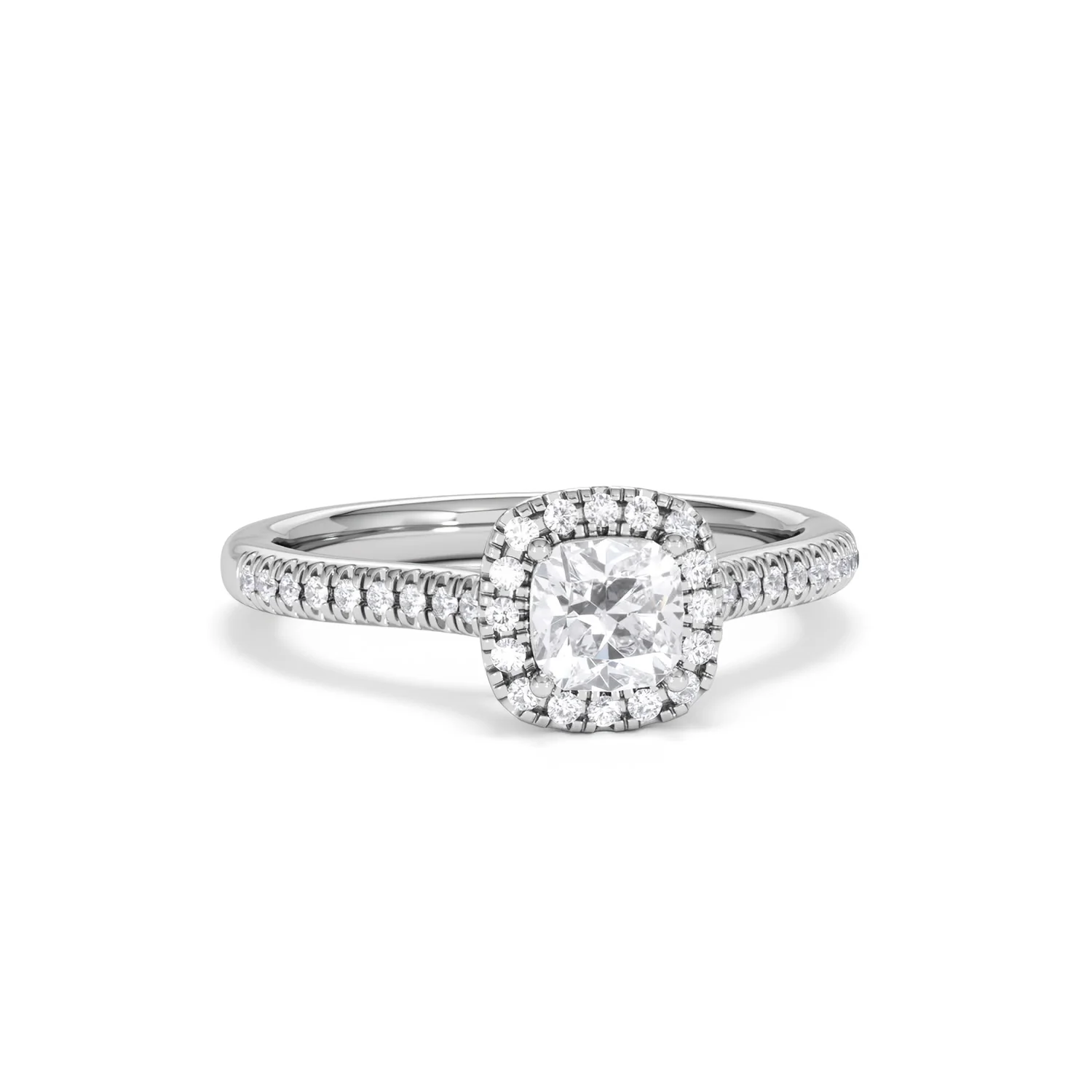 Lumia Cushion Cut Lab Diamond Halo Ring 0.70ct F/VS in 9K White Gold - Image 12