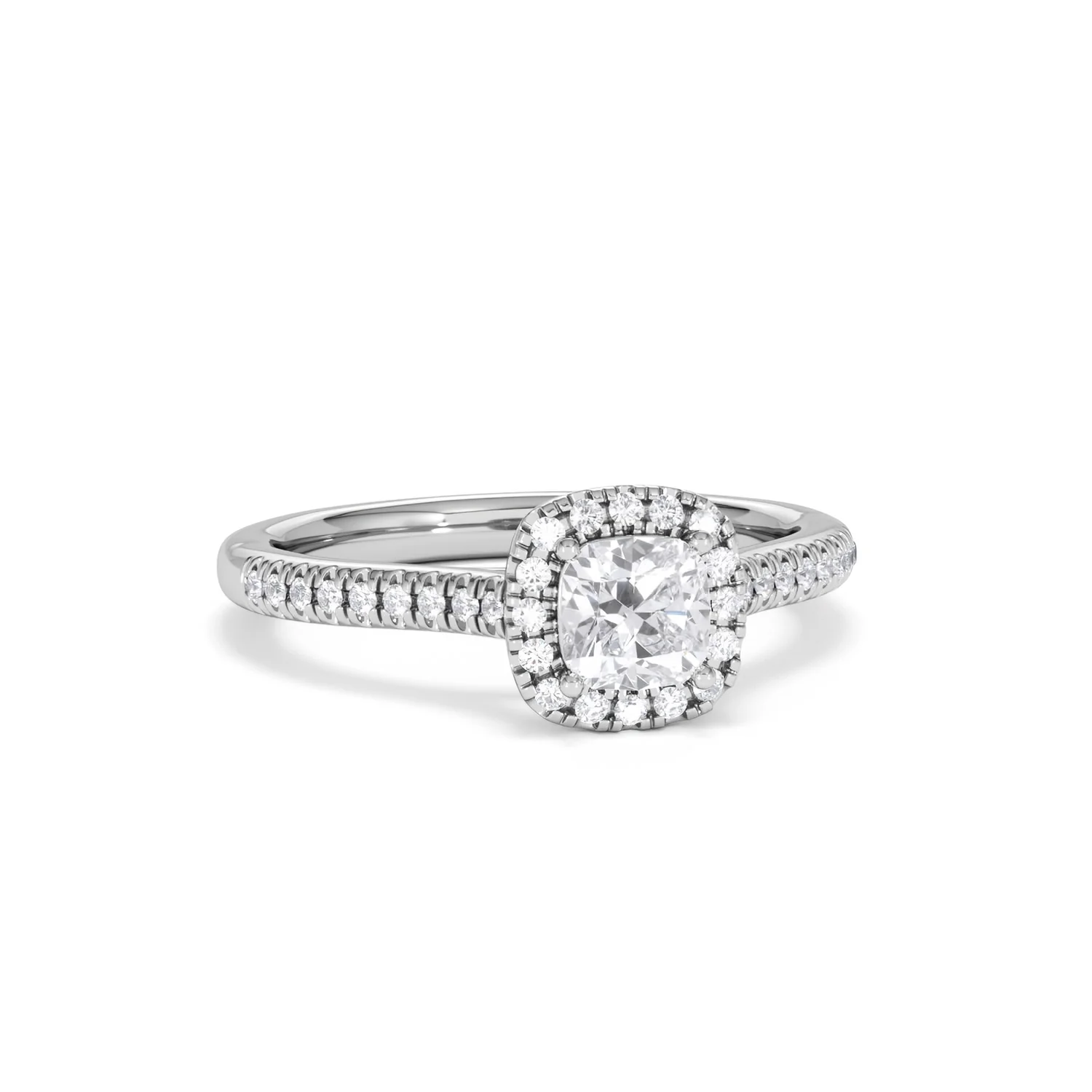 Lumia Cushion Cut Lab Diamond Halo Ring 0.70ct F/VS in 9K White Gold - Image 13