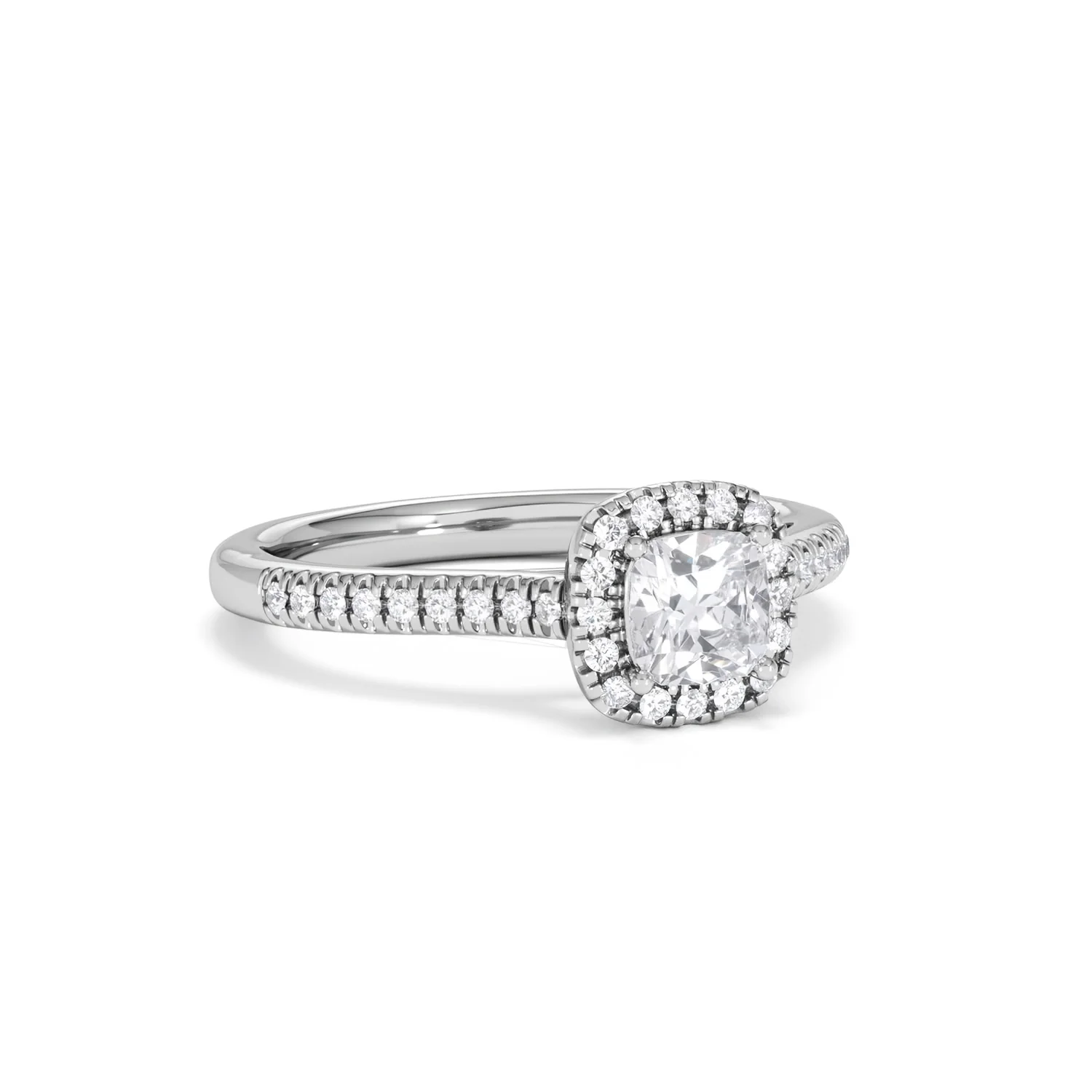 Lumia Cushion Cut Lab Diamond Halo Ring 0.70ct F/VS in 9K White Gold - Image 15