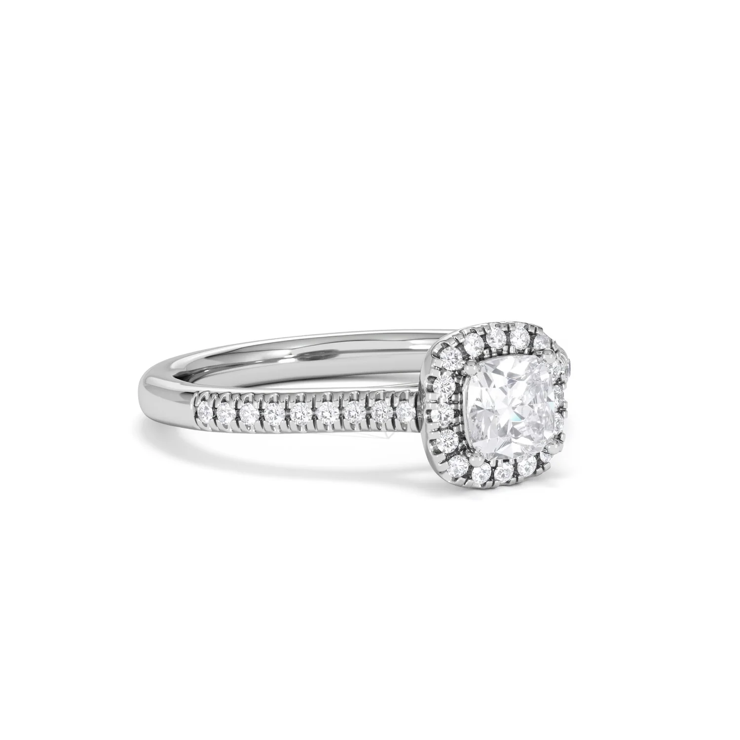 Lumia Cushion Cut Lab Diamond Halo Ring 0.70ct F/VS in 9K White Gold - Image 17