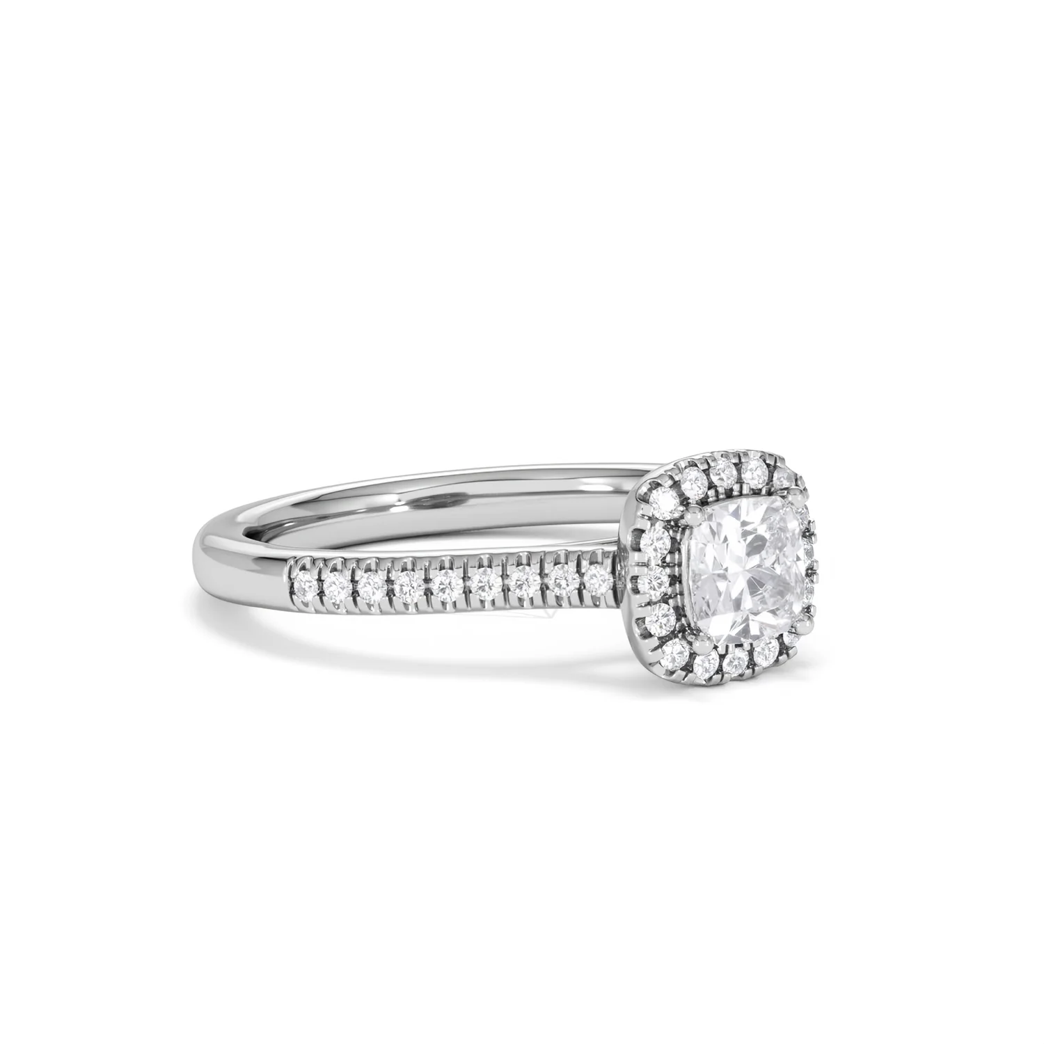 Lumia Cushion Cut Lab Diamond Halo Ring 0.70ct F/VS in 9K White Gold - Image 18
