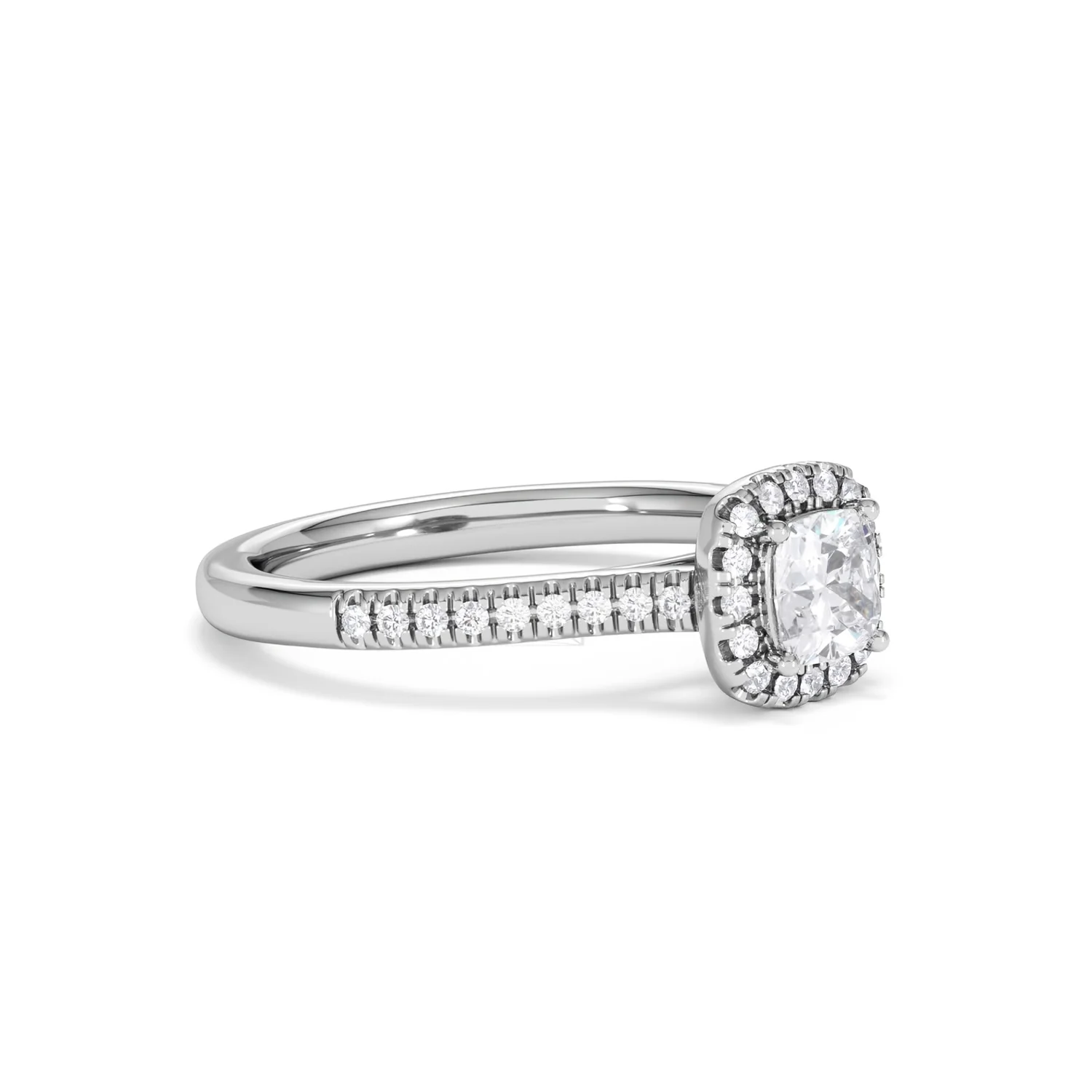 Lumia Cushion Cut Lab Diamond Halo Ring 0.70ct F/VS in 9K White Gold - Image 20