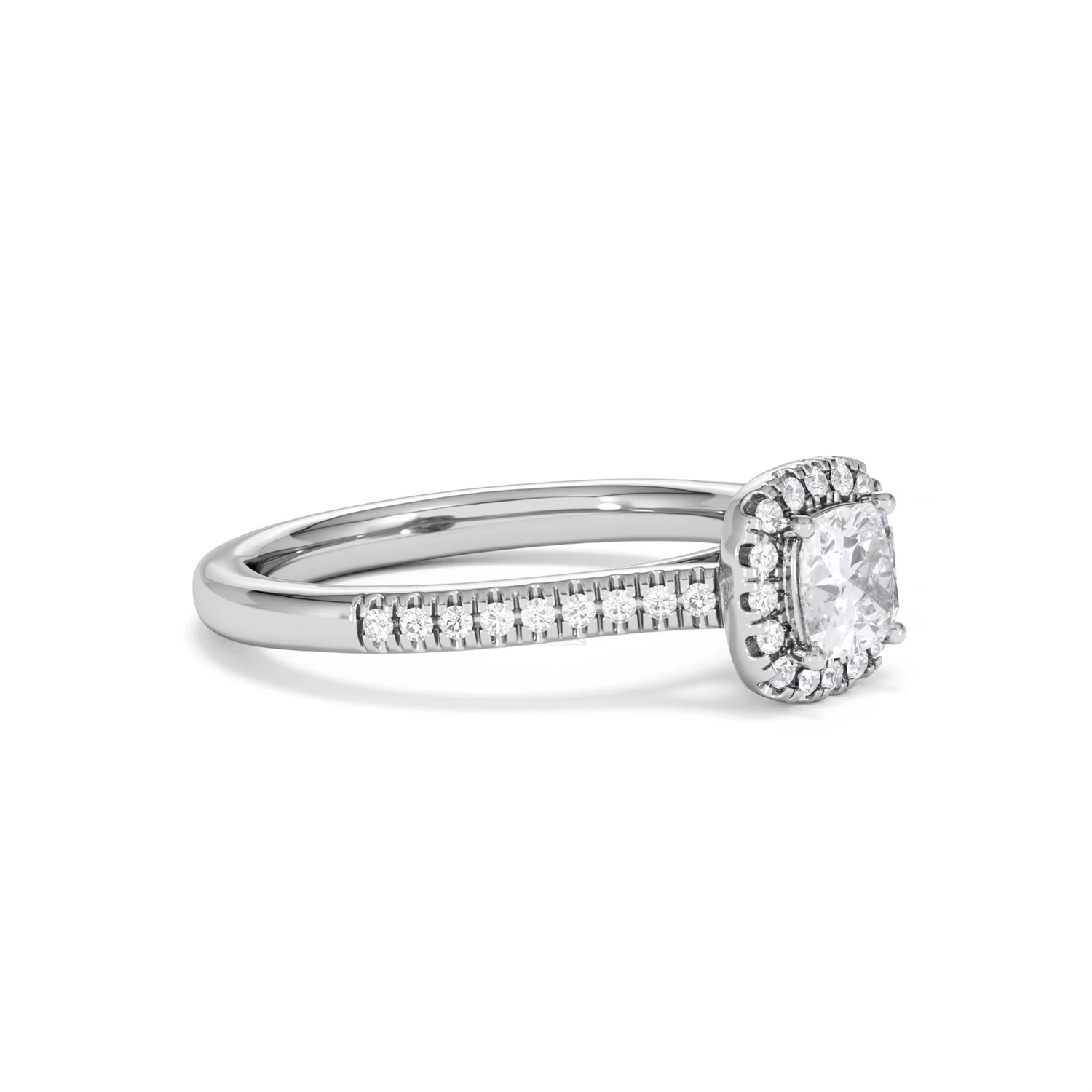 Lumia Cushion Cut Lab Diamond Halo Ring 0.70ct F/VS in 9K White Gold - Image 21
