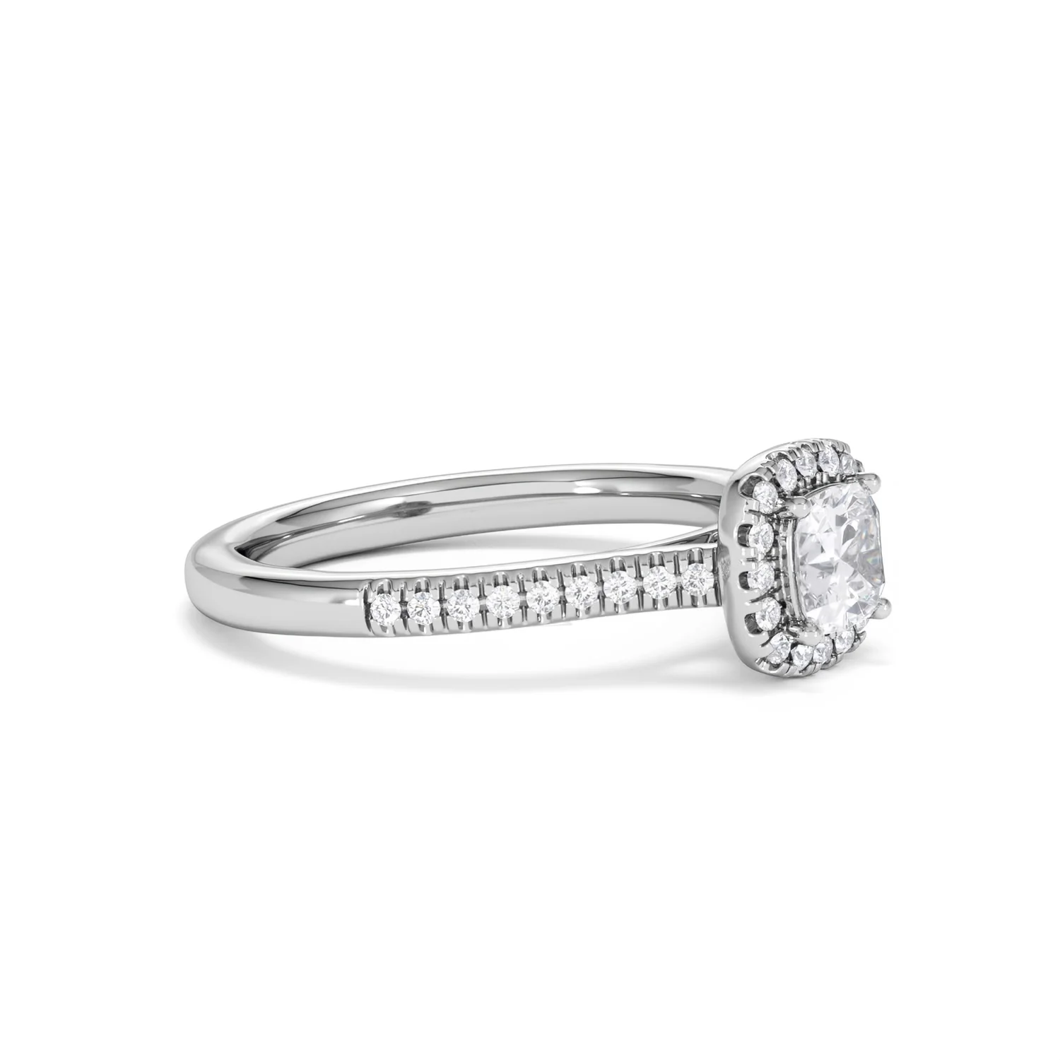Lumia Cushion Cut Lab Diamond Halo Ring 0.70ct F/VS in 9K White Gold - Image 22