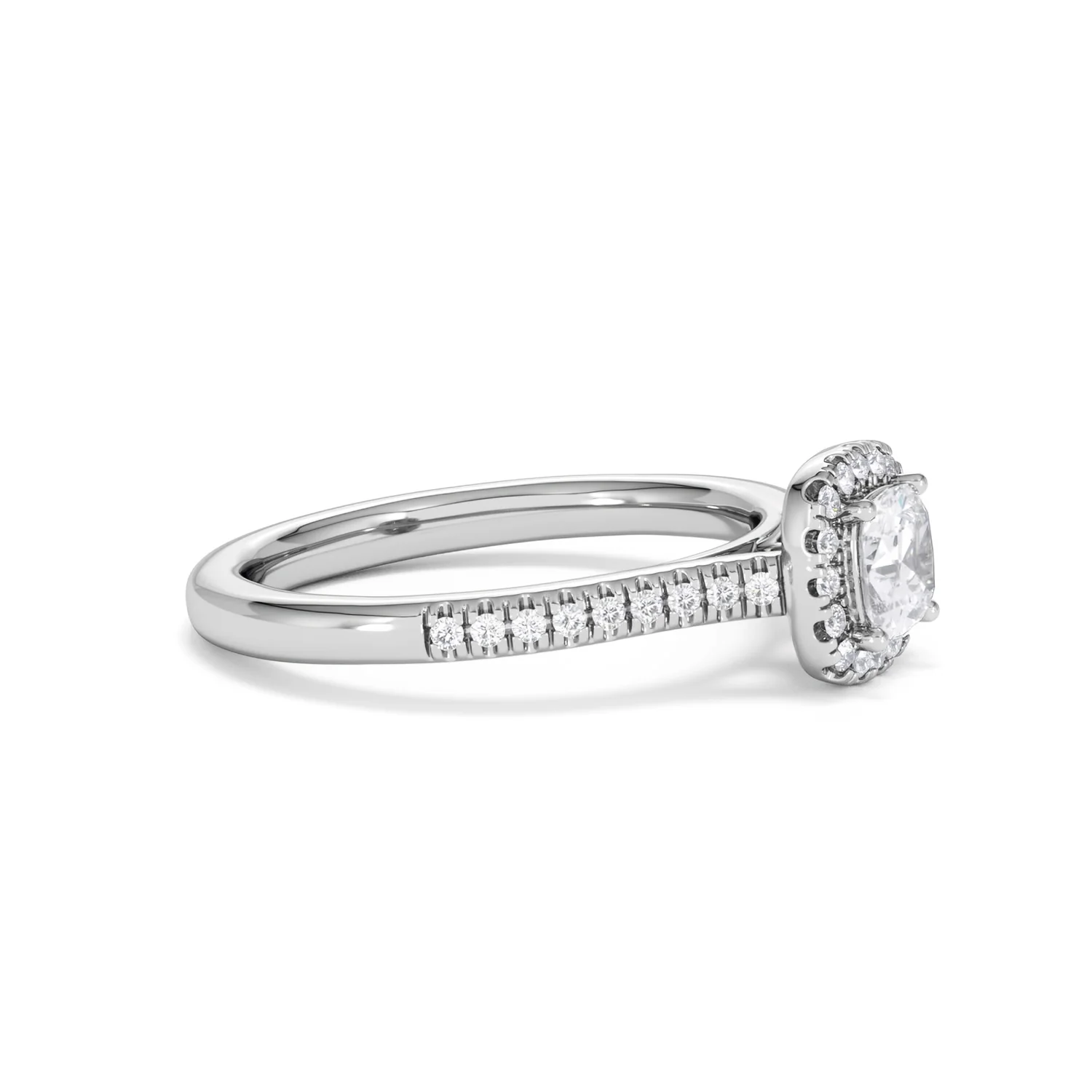 Lumia Cushion Cut Lab Diamond Halo Ring 0.70ct F/VS in 9K White Gold - Image 24