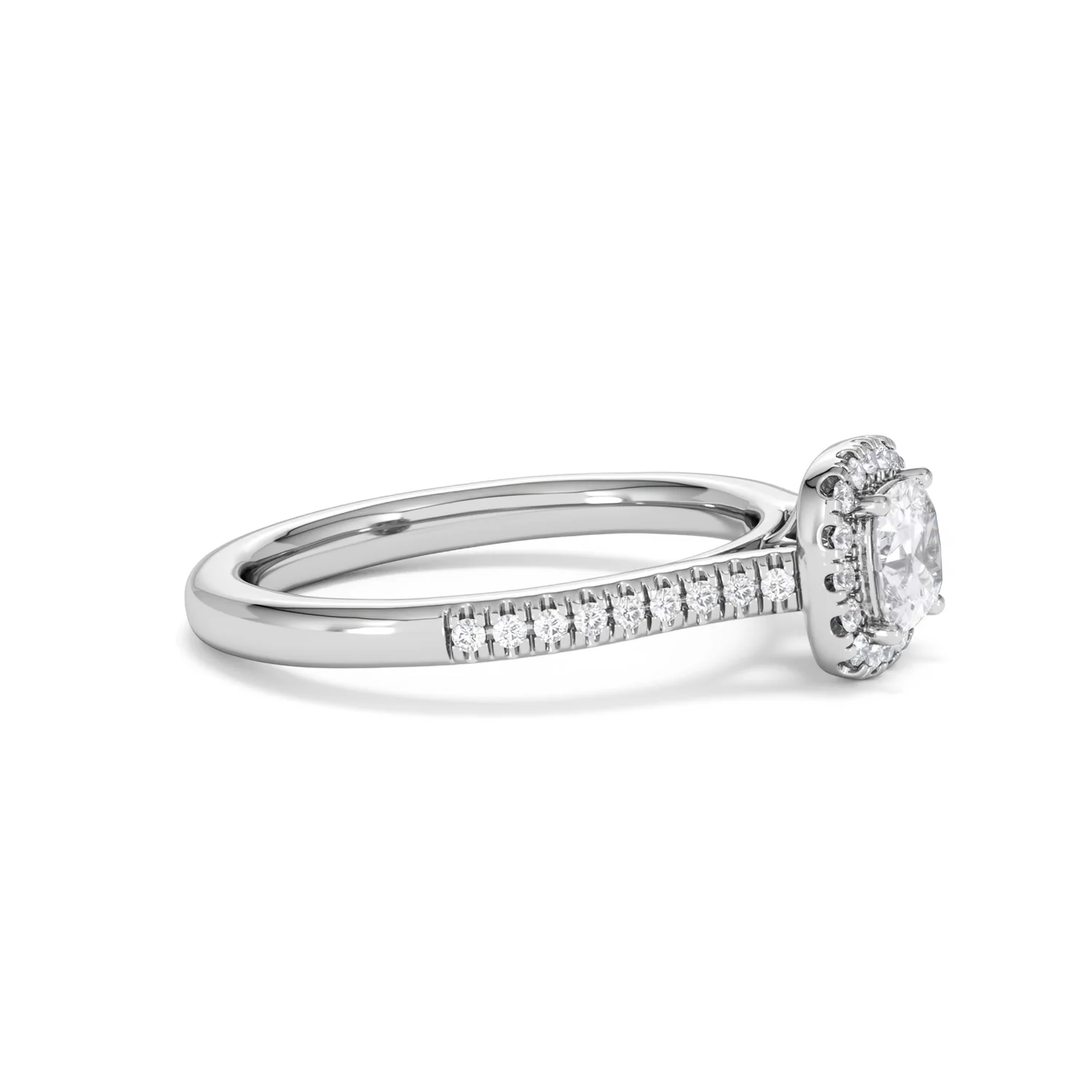 Lumia Cushion Cut Lab Diamond Halo Ring 0.70ct F/VS in 9K White Gold - Image 25