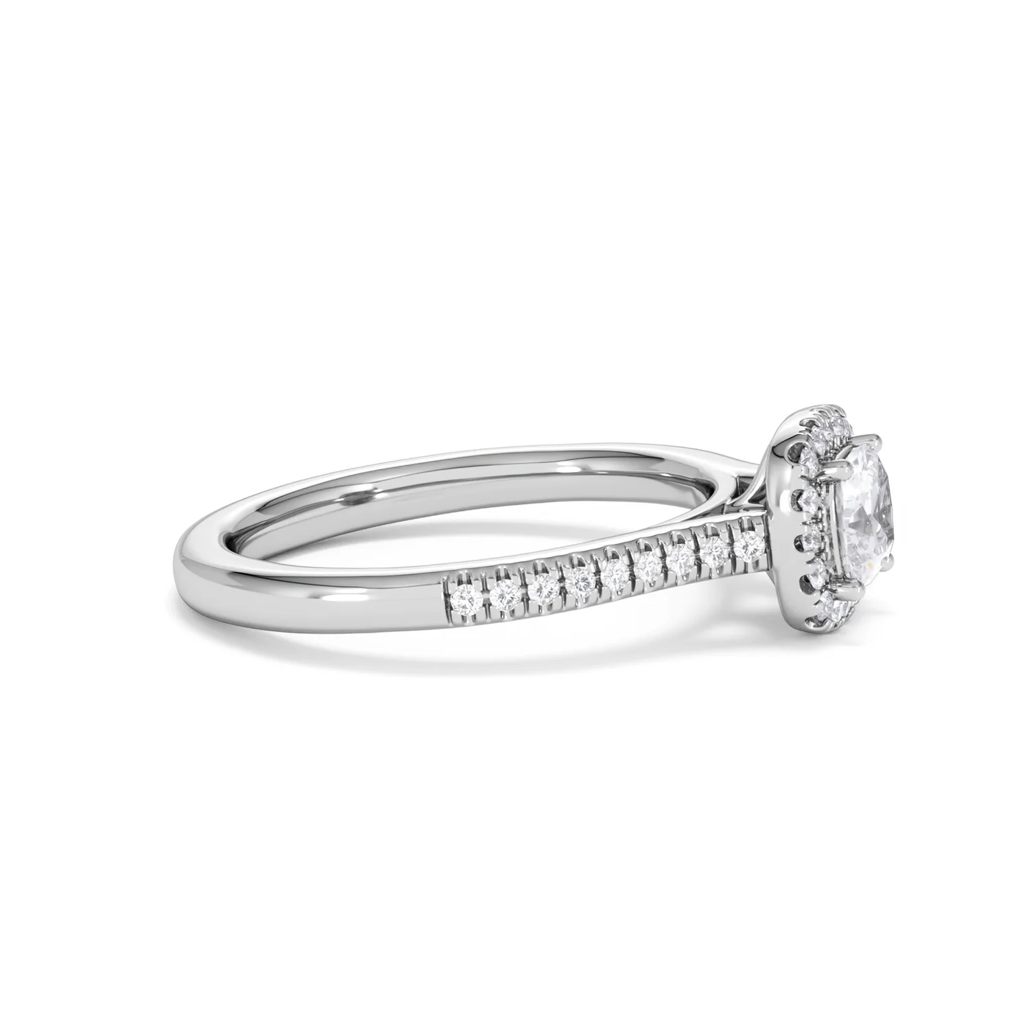 Lumia Cushion Cut Lab Diamond Halo Ring 0.70ct F/VS in 9K White Gold - Image 26