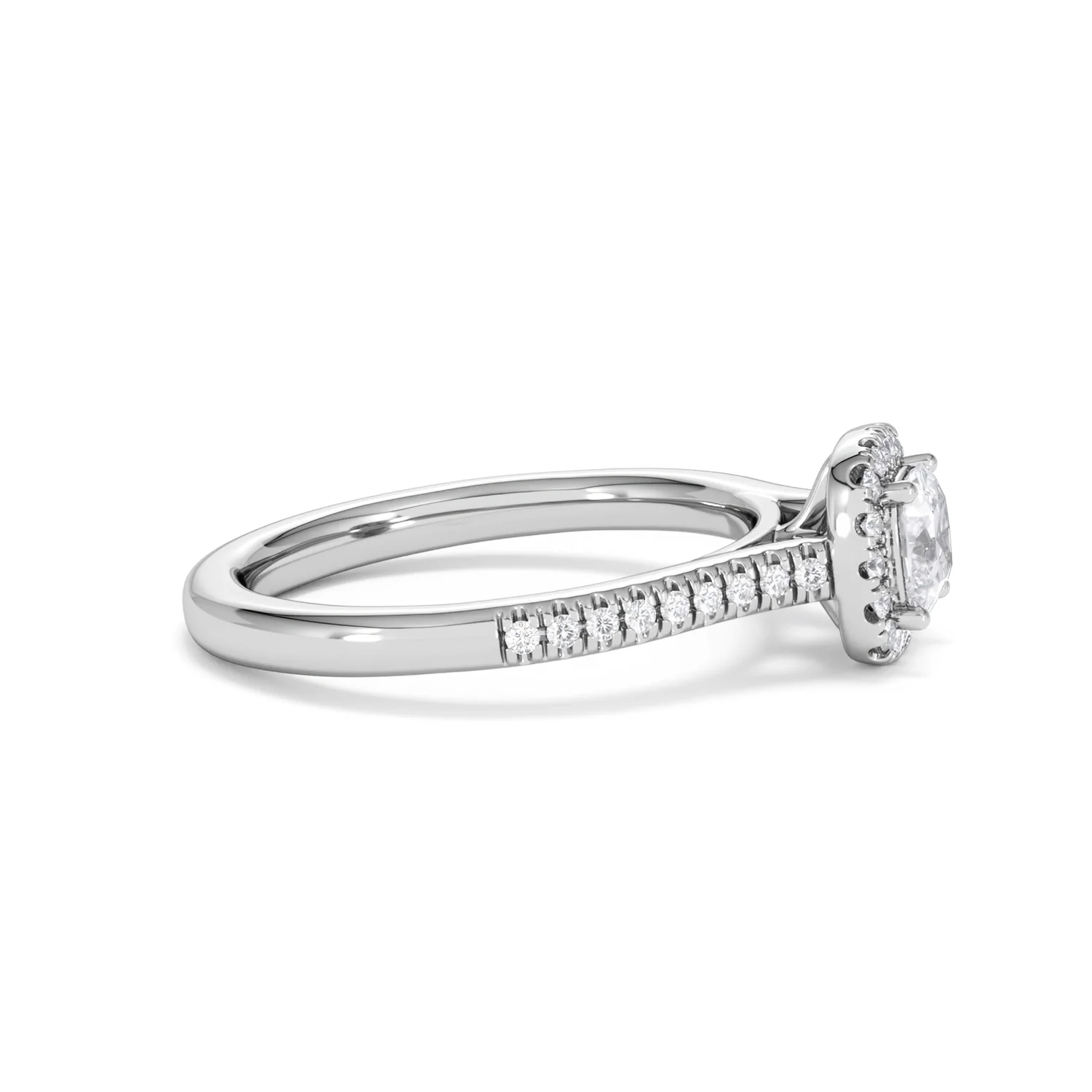 Lumia Cushion Cut Lab Diamond Halo Ring 0.70ct F/VS in 9K White Gold - Image 27