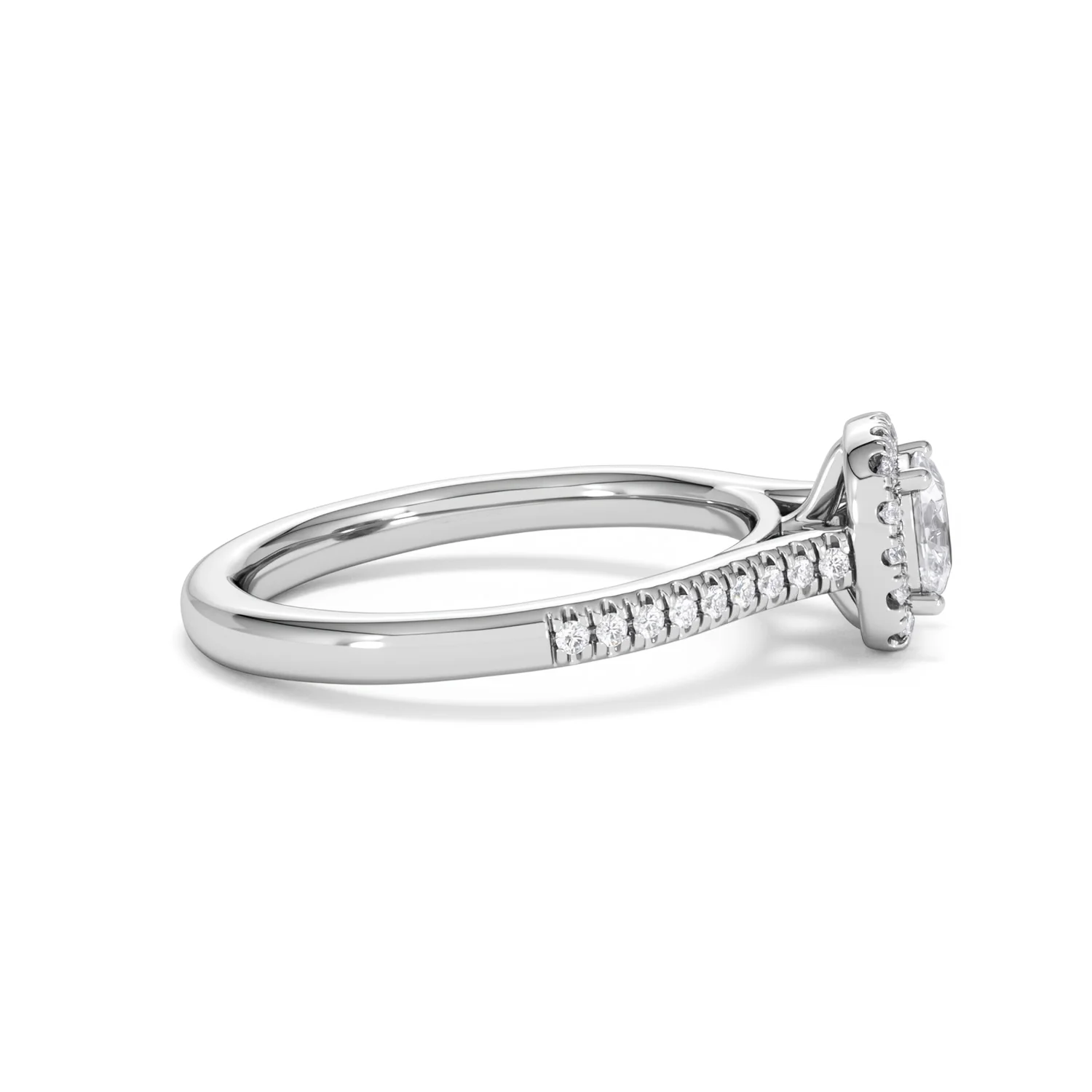 Lumia Cushion Cut Lab Diamond Halo Ring 0.70ct F/VS in 9K White Gold - Image 29