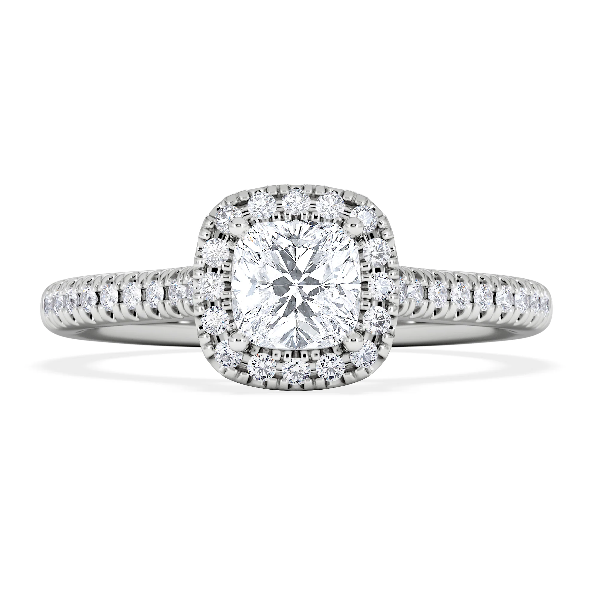 Lumia Cushion Cut Lab Diamond Halo Ring 0.70ct F/VS in 9K White Gold - Image 7