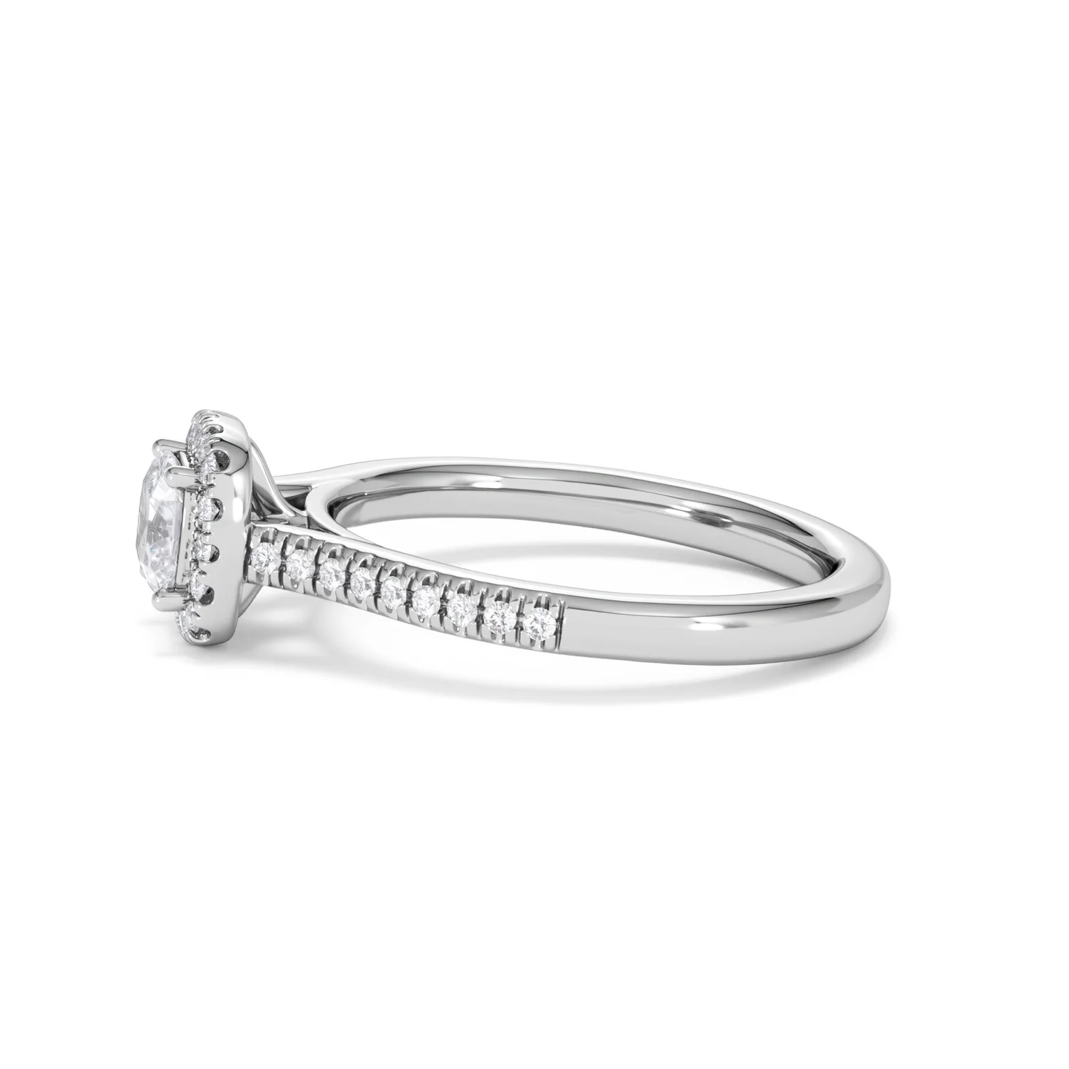 Lumia Cushion Cut Lab Diamond Halo Ring 0.70ct F/VS in 9K White Gold - Image 72